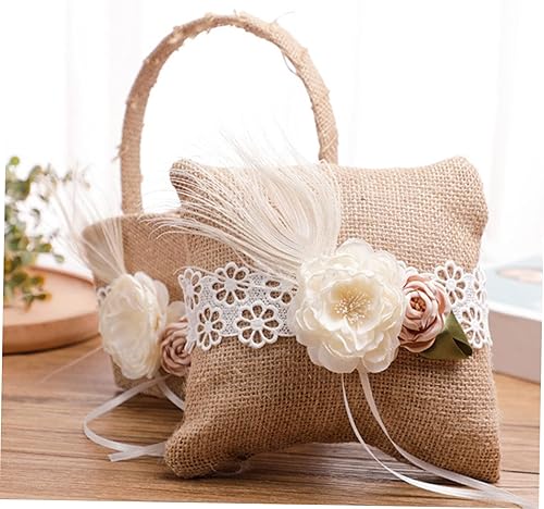 Miniatura 2 de Zerodeko 3 piezas de anillos de boda almohada cesta de flores guirnaldas florales para decoración anillos de joyería retro almohadas anillo de