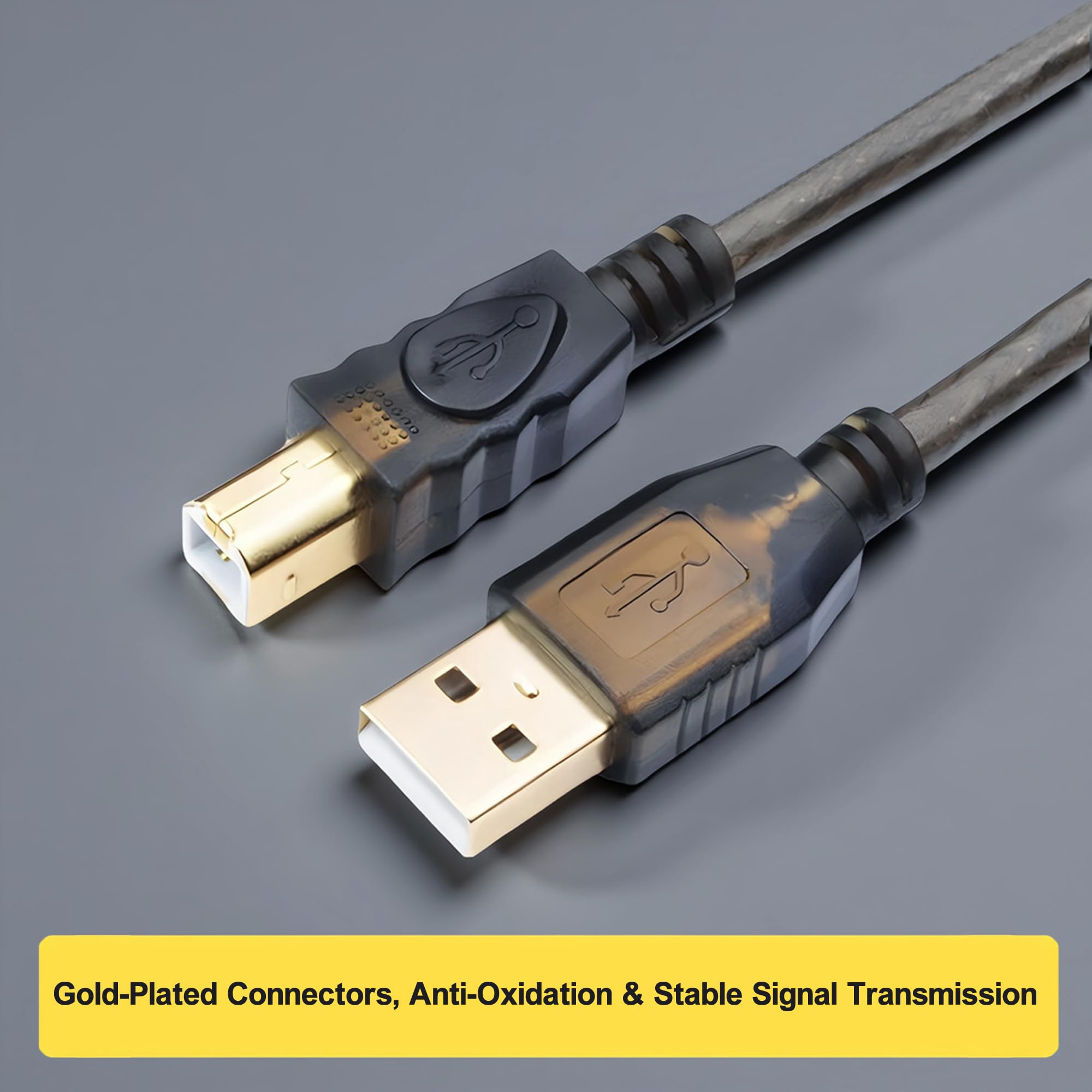 USB 2.0 Druckerkabel, 5 m, doppelt geschirmt, vergoldete Anschlüsse, High Speed A auf B, für HP, Canon, Epson, Brother Drucker und Scanner