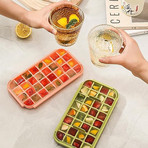 Miniatura 5 de Promoción de invierno - Molde de hielo doble con tapa 64 celdas, puede agregar buen gusto para whisky, cócteles, té, café, etc., cantidad limitada,