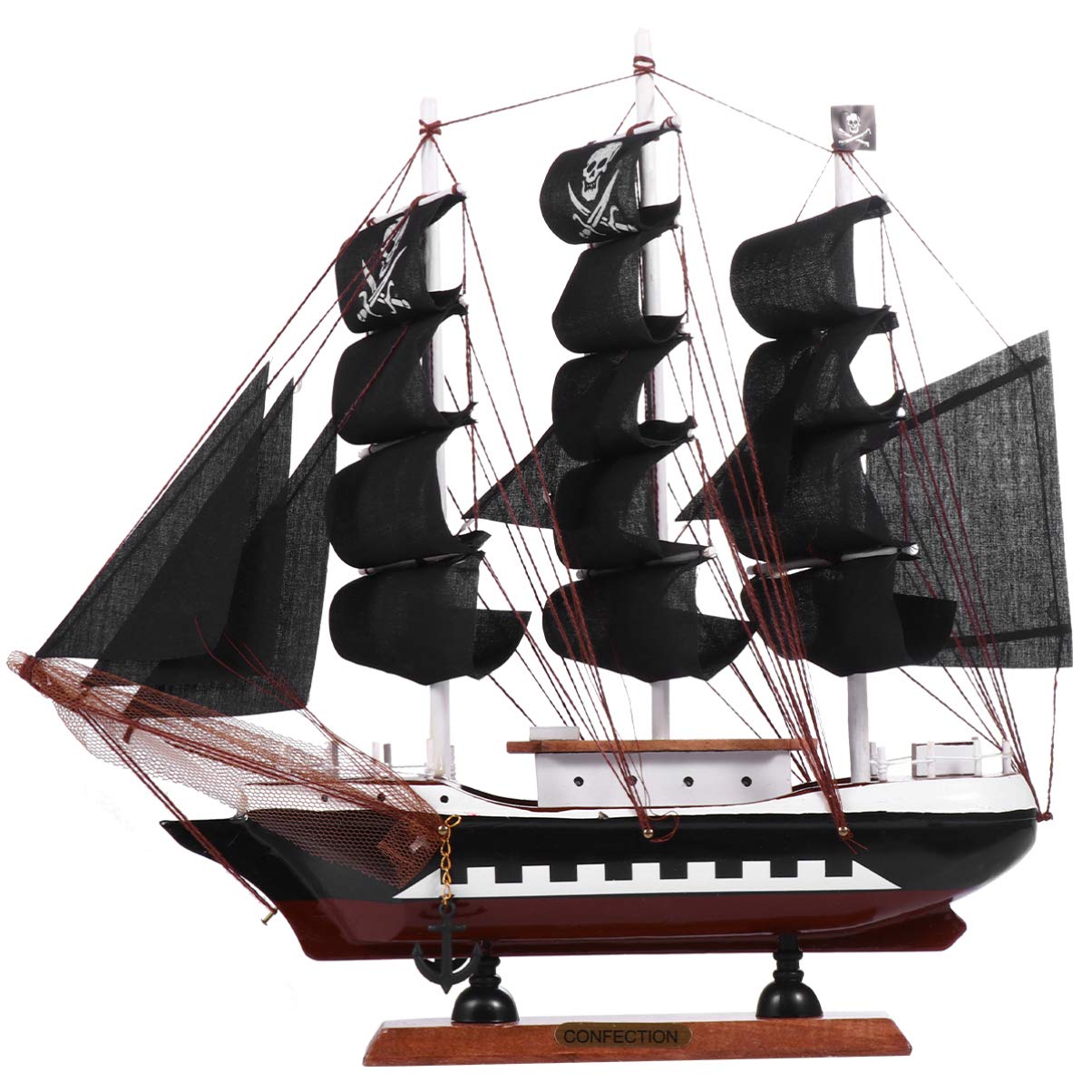JOEBO Barco Pirata 3D, Barco de Vela de Madera, velero náutico Creativo, Modelo de velero Decorativo for Adorno del hogar, 33cm