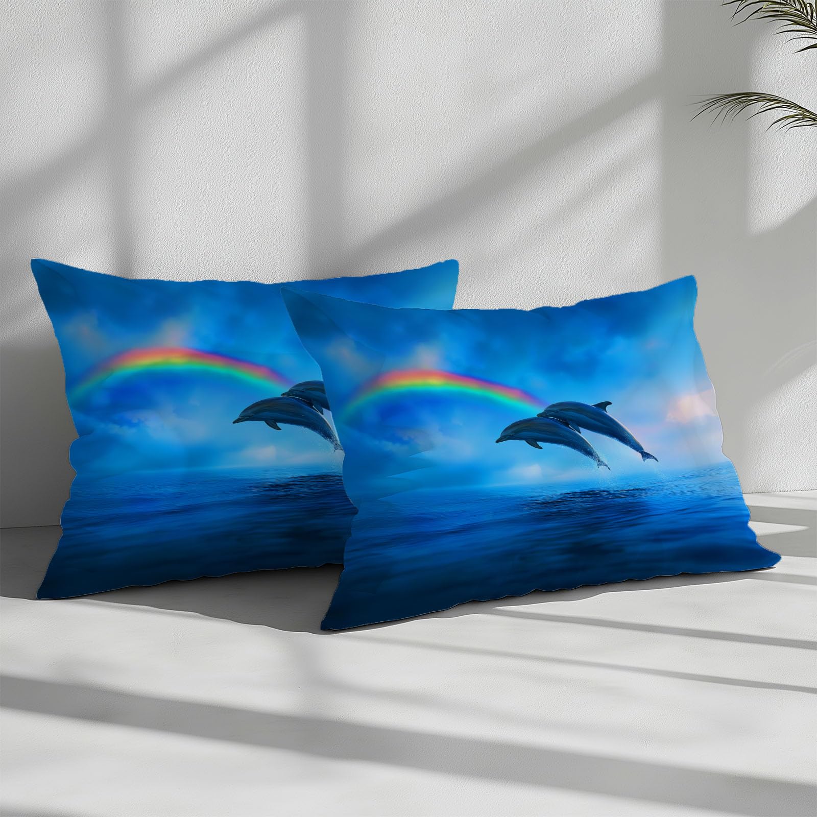 Juego de cama de 155 x 220 cm con funda de almohada, diseño de delfín