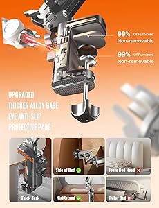 LISEN Gooseneck Phone Holder for Bed Magsafe Phone Stand for iPhone 16 15 Stand Holder for Desk Adjustable for Magsafe Accessories Recording for iPhone Mount Dark Gray