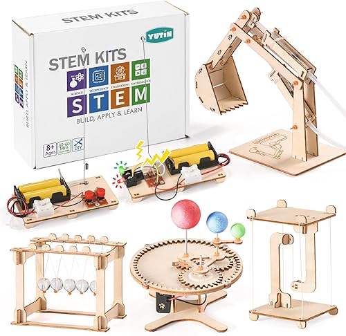 Kits de ciencia STEM, 5 juegos de construcción para niños de 8 a 12 años, rompecabezas de madera 3D, manualidades de madera para niños de 6 a 8
