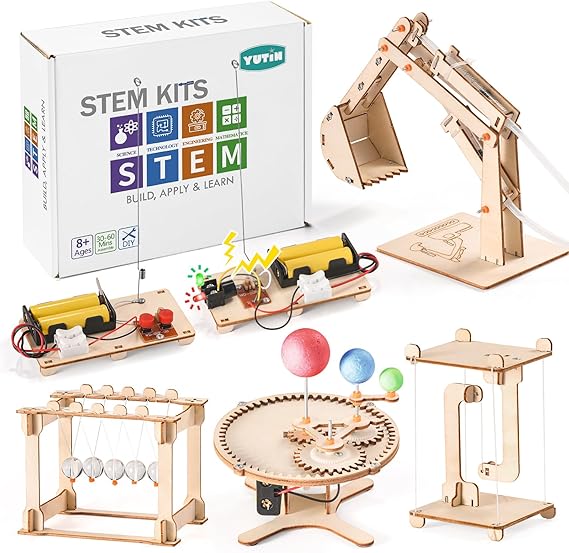 STEM Science Kits for Kids Ages 8-12 8-10, Wood Building Crafts Kits for Boys 6-8, STEM Toys for Ages 8-13 6 7 8 9 10 11 Year Old Gifts, Kids Science Engineering Experiment Projects, 3D wooden Puzzles