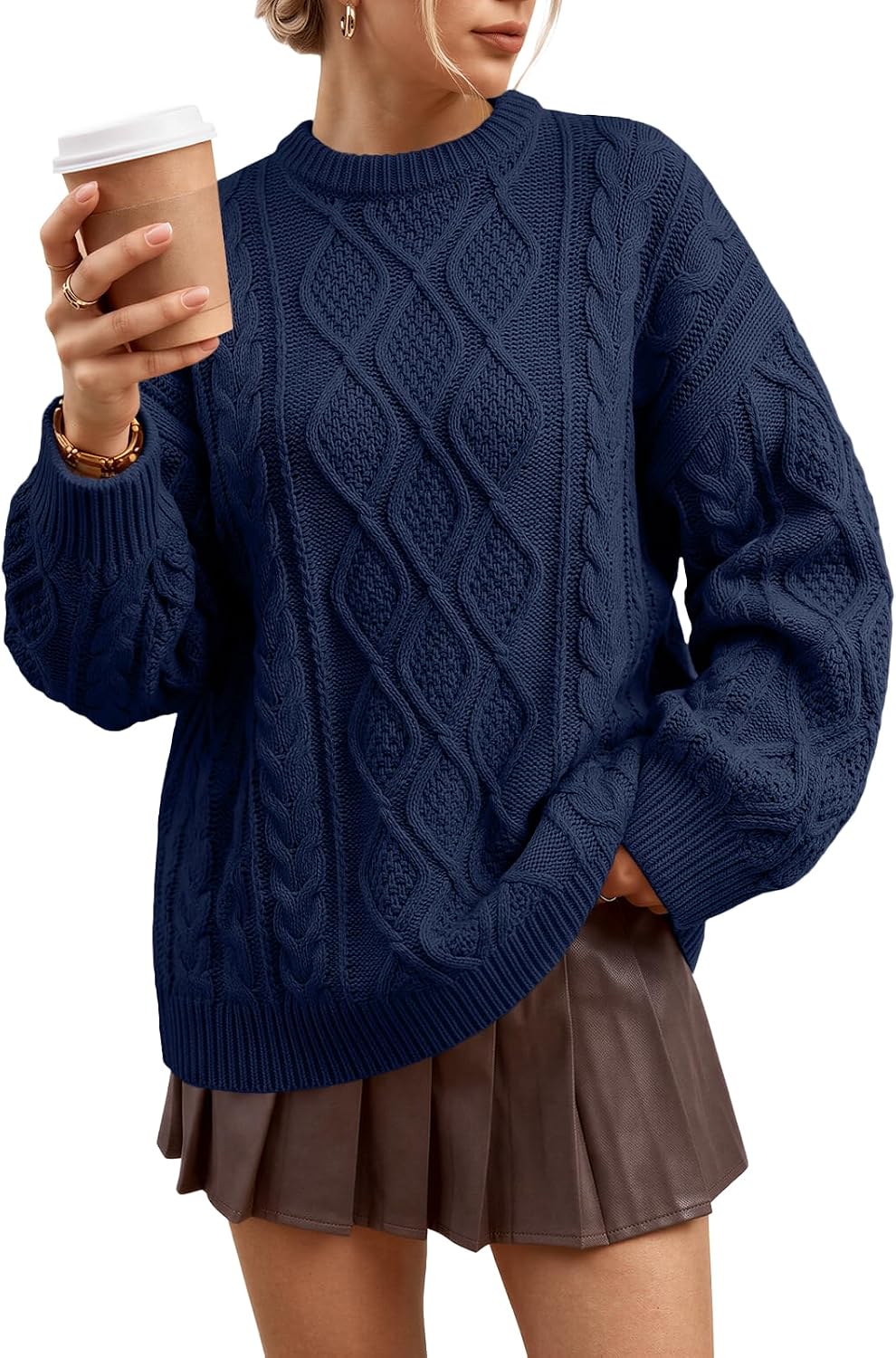 Trendy Queen Women Oversized Cable Knit Sweaters 2026 Fall Fashion Outfits