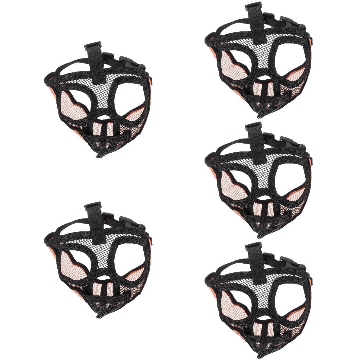 Sosoport 5pièces Muselière Respirante pour Chiens Ajustable Et Confortable Idéale pour Empêcher Les Aboiements Morsures Accessoire pour Et Autres Races à Museau Court