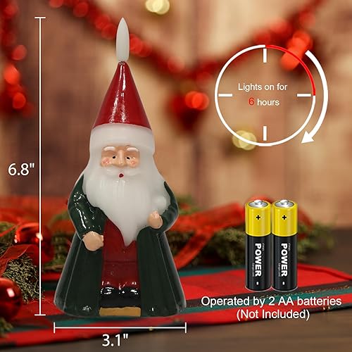 Miniatura 2 de Eldnacele Velas parpadeantes sin llama de Papá Noel con temporizador de 6 horas, funciona con pilas, talladas a mano, mecha 3D, velas LED de cera