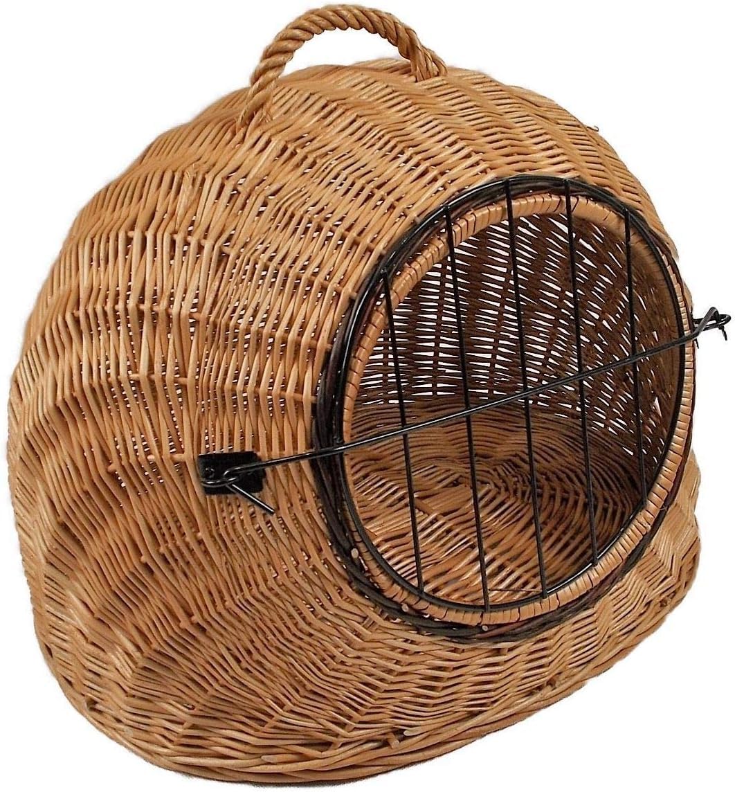 Transportkorb aus Weide für Tiere Braun Gr. L 55x45x47cm abnehmbares Metall-Gitter