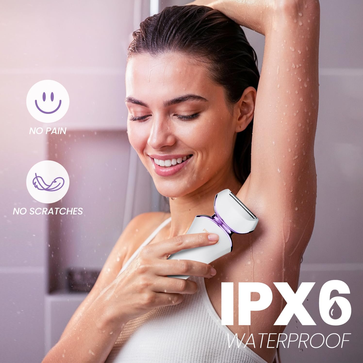 PRITECH Electric Razor for Women - Rechargeable Shaver for Women Portable Lady Shaver for Legs, Arm, Underarms, Bikini, USB Rechargeable, Wet & Dry Waterproof Bikini Trimmer for Woman, Purple - Image 4