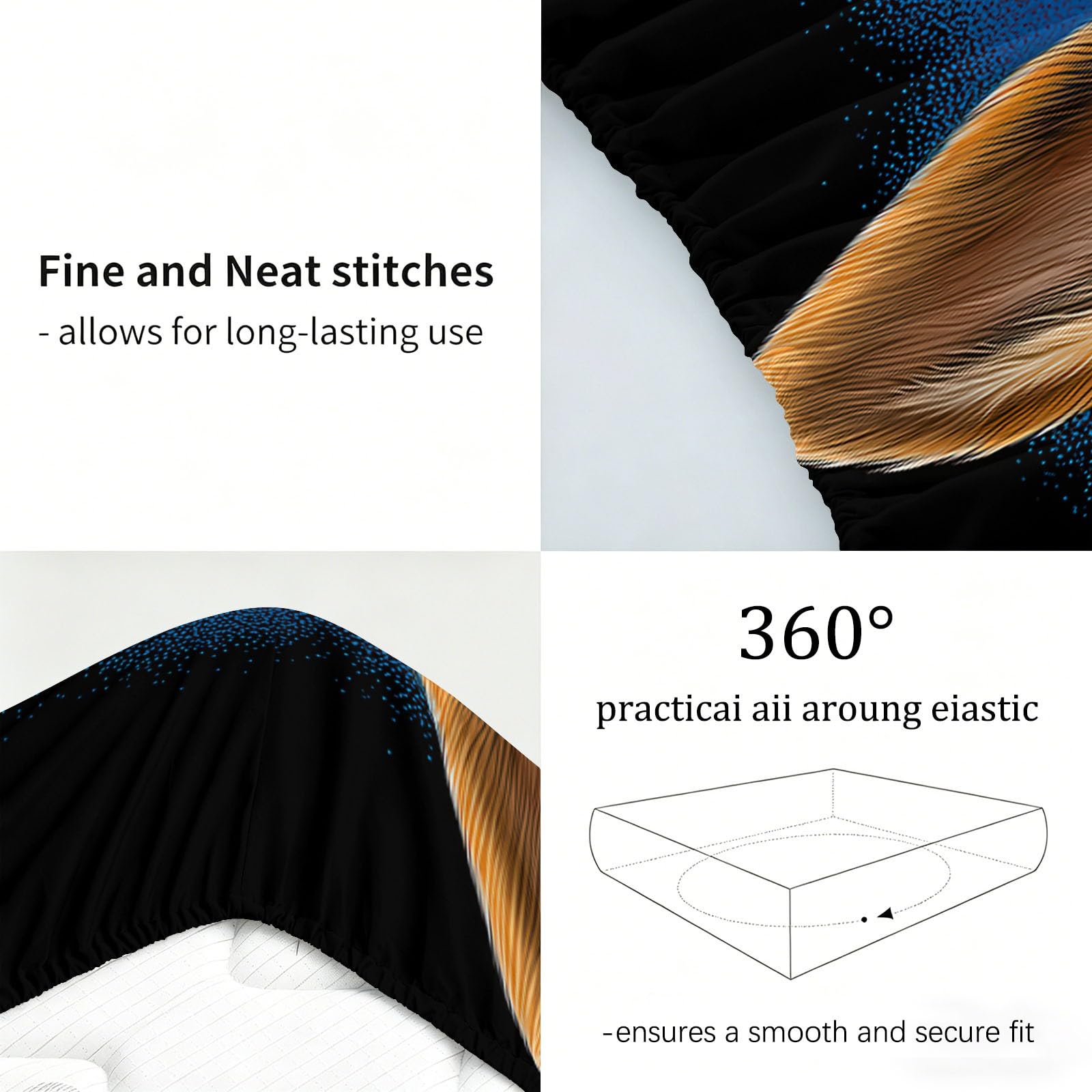 Sábana bajera ajustable tamaño Super King de 180 x 200 cm, microfibra suave para niños y adolescentes, resistente a la decoloración, con bolsillo profundo de 30 cm, color negro