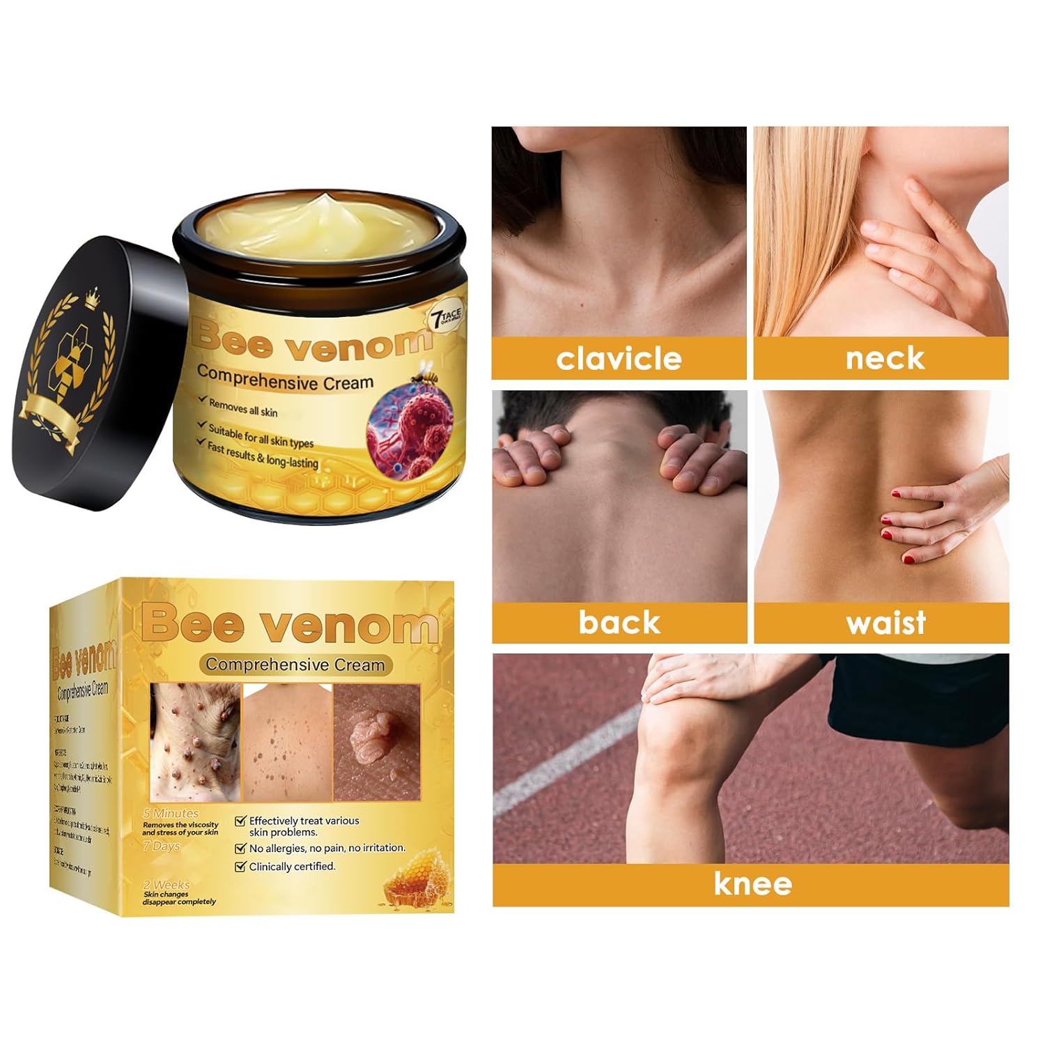 Bee Venom Skin Treatment Cream - Anti Aging Moisturizer with Collagen Boost & Skin Brightening, Bee Venom Sensitive Skin Tightening Care Day & Night Use 2.12 OZ - Image 7