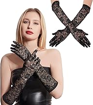 Geaanen 2 Paar Spitzenhandschuhe Schwarz Handschuhe Spitze Netzhandschuhe Schwarz Lange Spitzenhandschuhe Brauthandschuhe Hochzeit 1920er Jahre Vintage Tee Party Handschuhe 44 und 54 Cm
