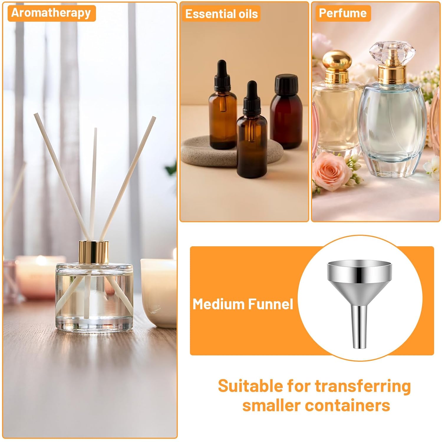 8 Pcs Small Metal Funnels Mini Funnel Tiny Bottle Funnel