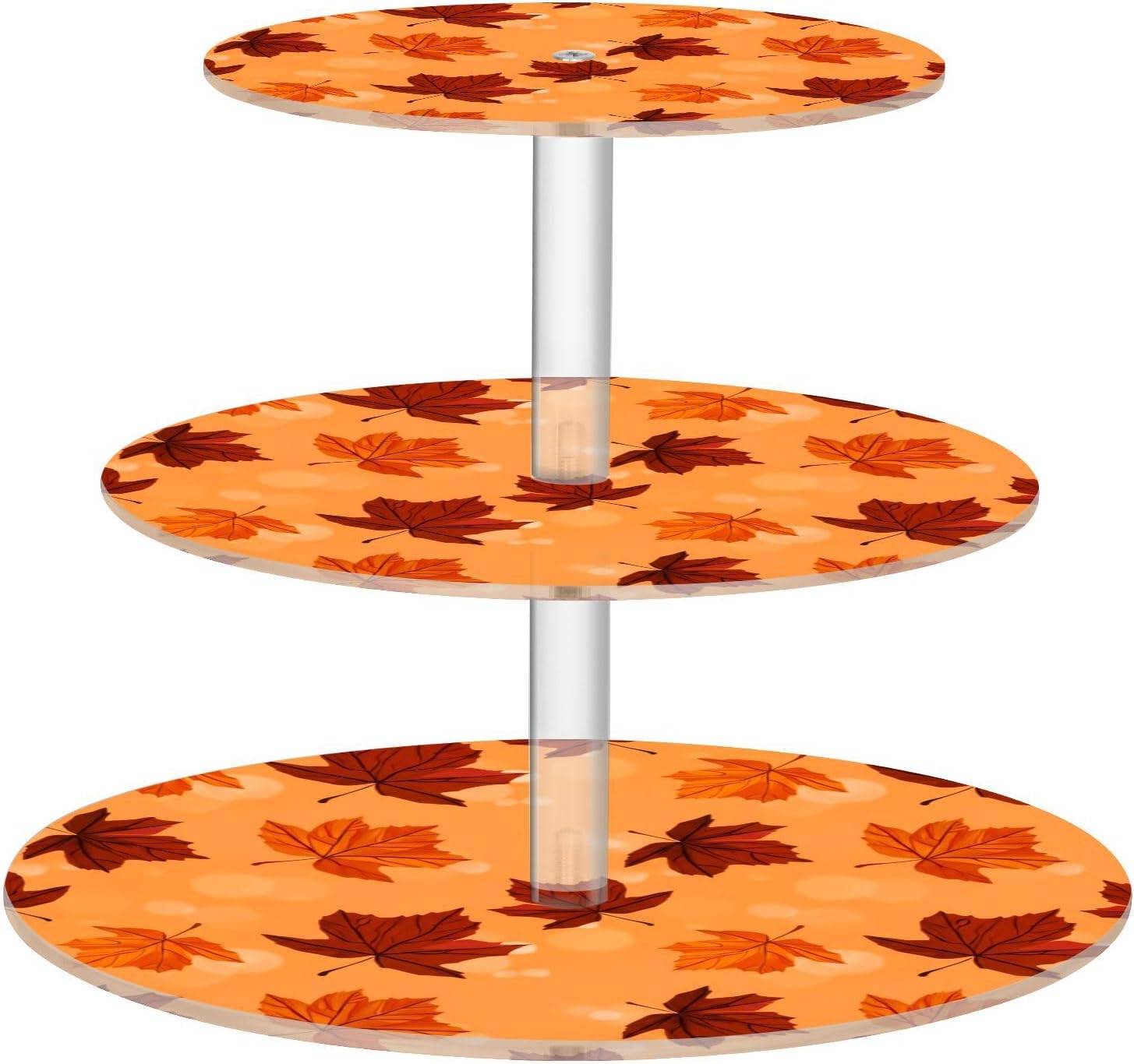 Autumn Fall Maple Leaves Thanksgiving 3 Tier Acrylic Cupcake Stand, Cupcake Stand for 34 Cupcakes for Weddings, Christmas,Holidays,Parties,Birthday,Printed Cupcake Tower 23301648