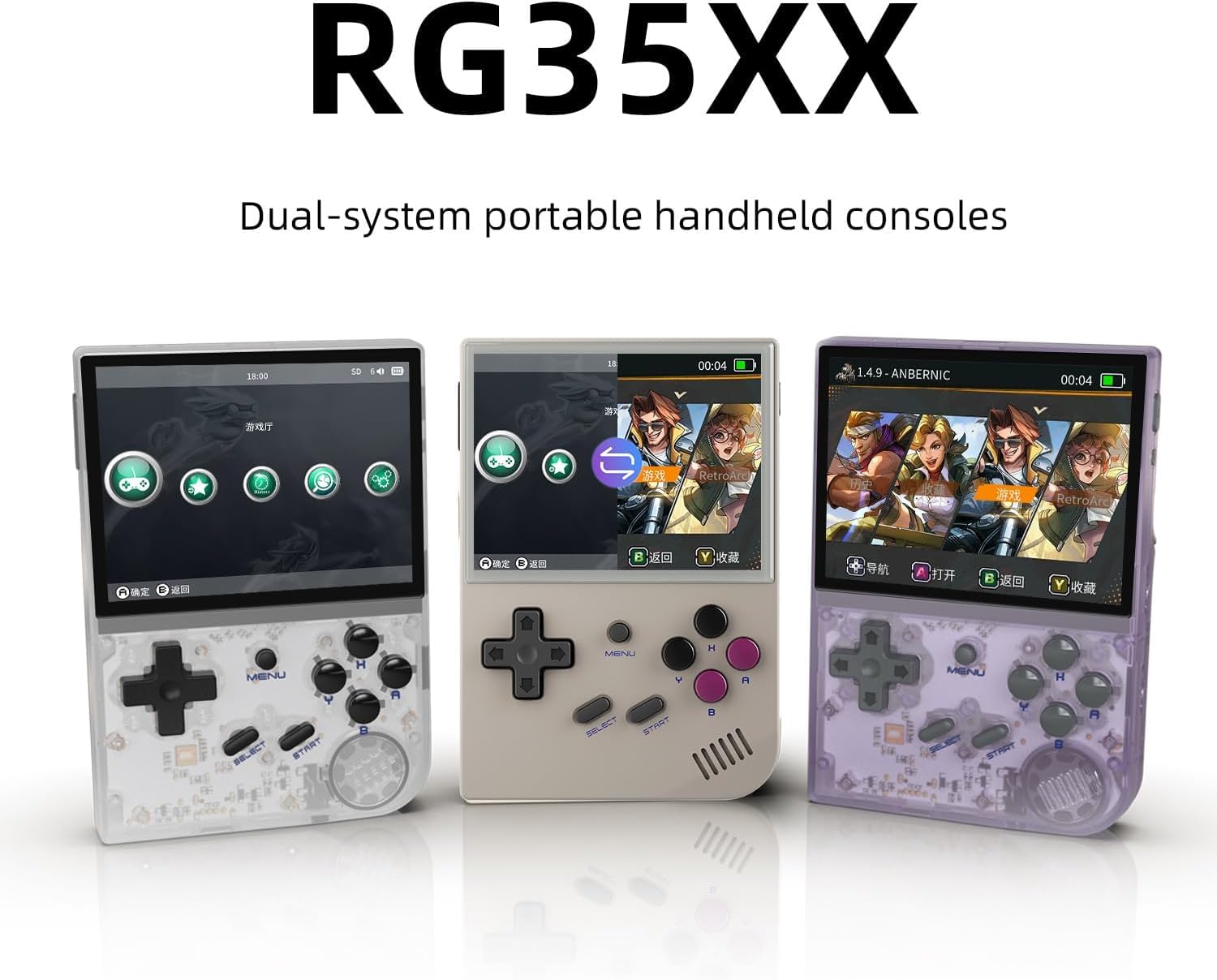 RG35XX - Consola de juegos de mano retro con Linux y Garlic Dual Styles, pantalla de 3.5 pulgadas, tarjeta de 64 GB precargada con 6900 juegos, HDMI y soporte de salida de TV