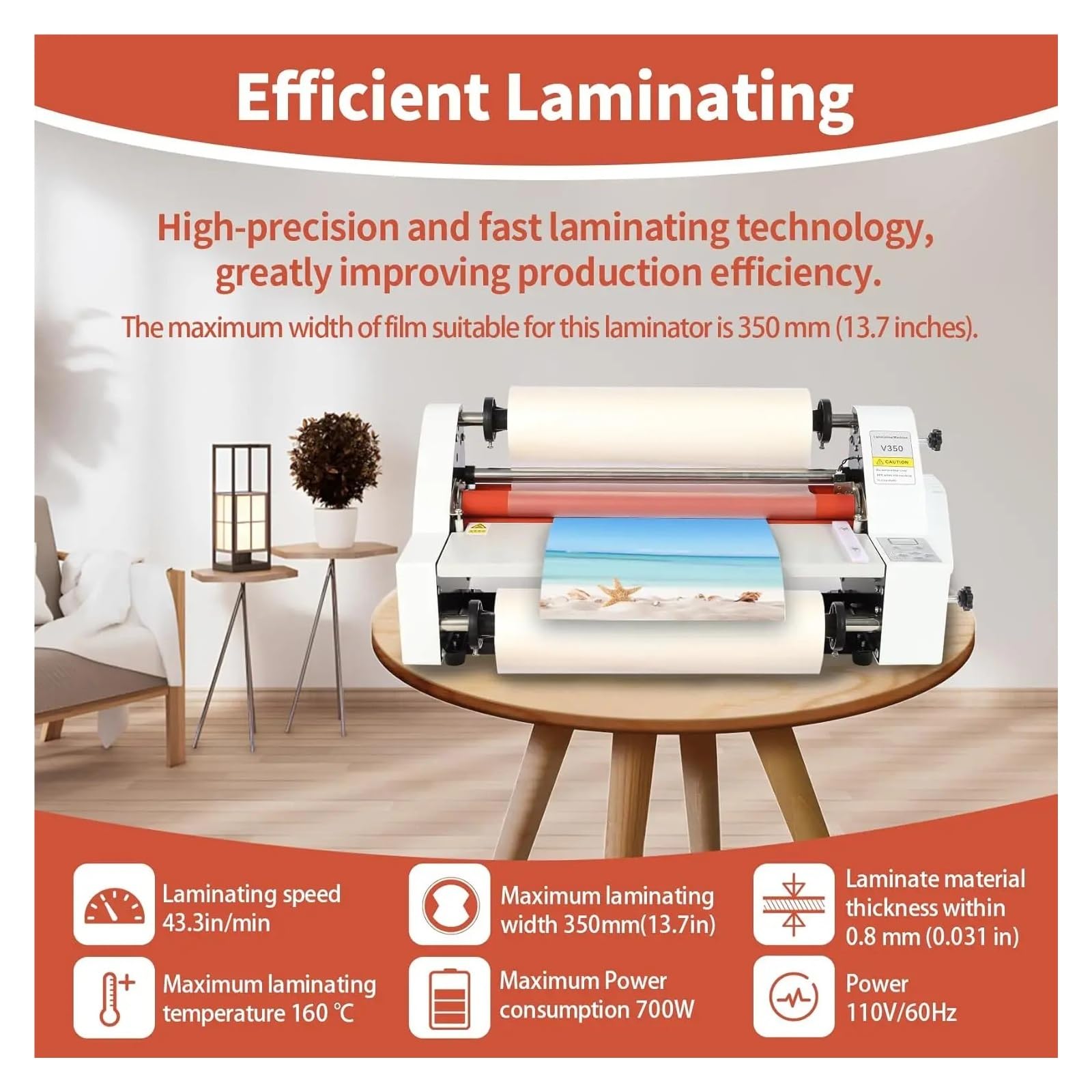 Laminatrice a caldo freddo V350, plastificatrice termica singola e doppia da 350 mm | For fogli di carta di carta PVC