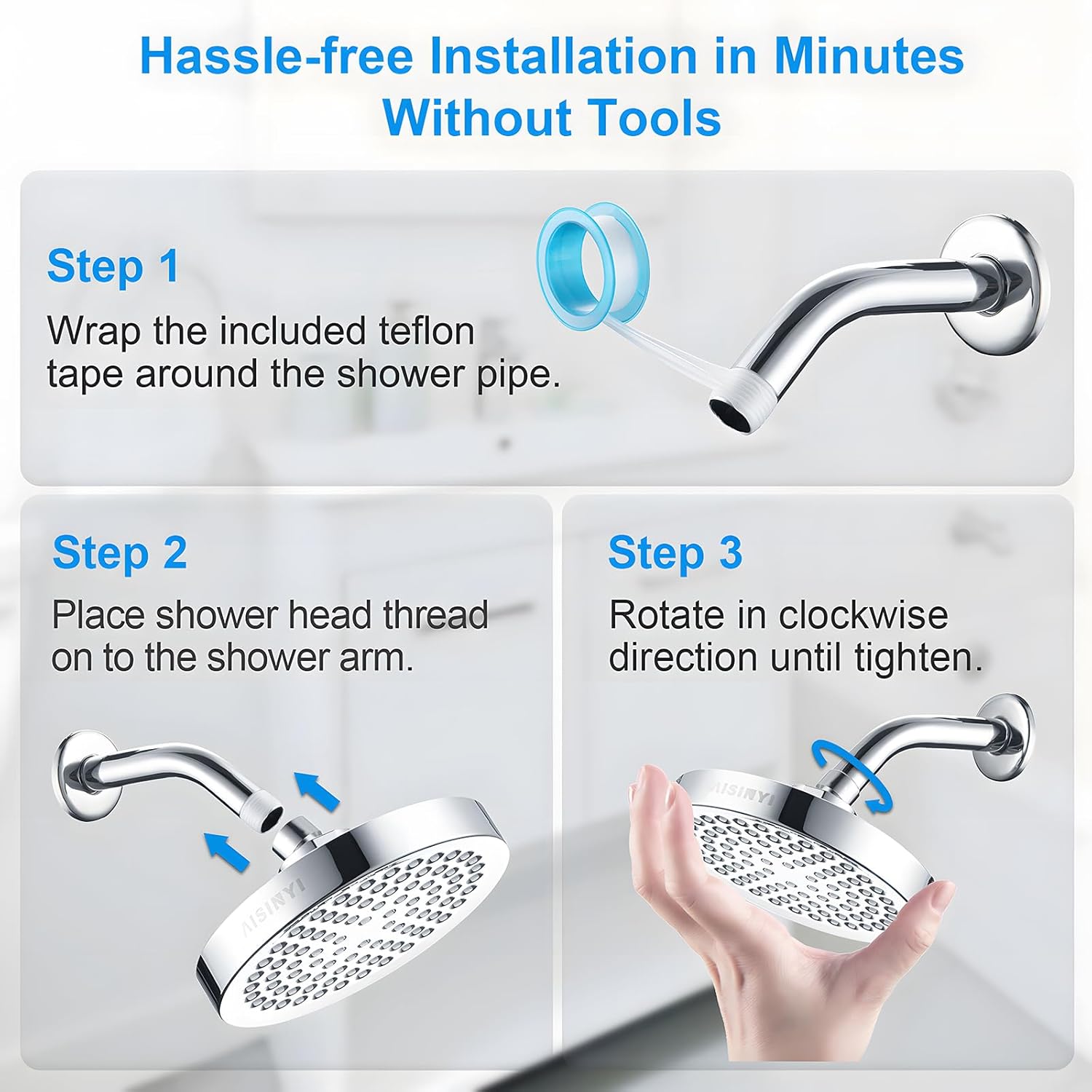 High Pressure Rainfall Shower Head, 6 Inches Luxury Modern Showerhead with Perfect Adjustable Replacement, Removable Restrictor, Easy Installation for Your Bathroom Shower Heads(Chrome Plated)