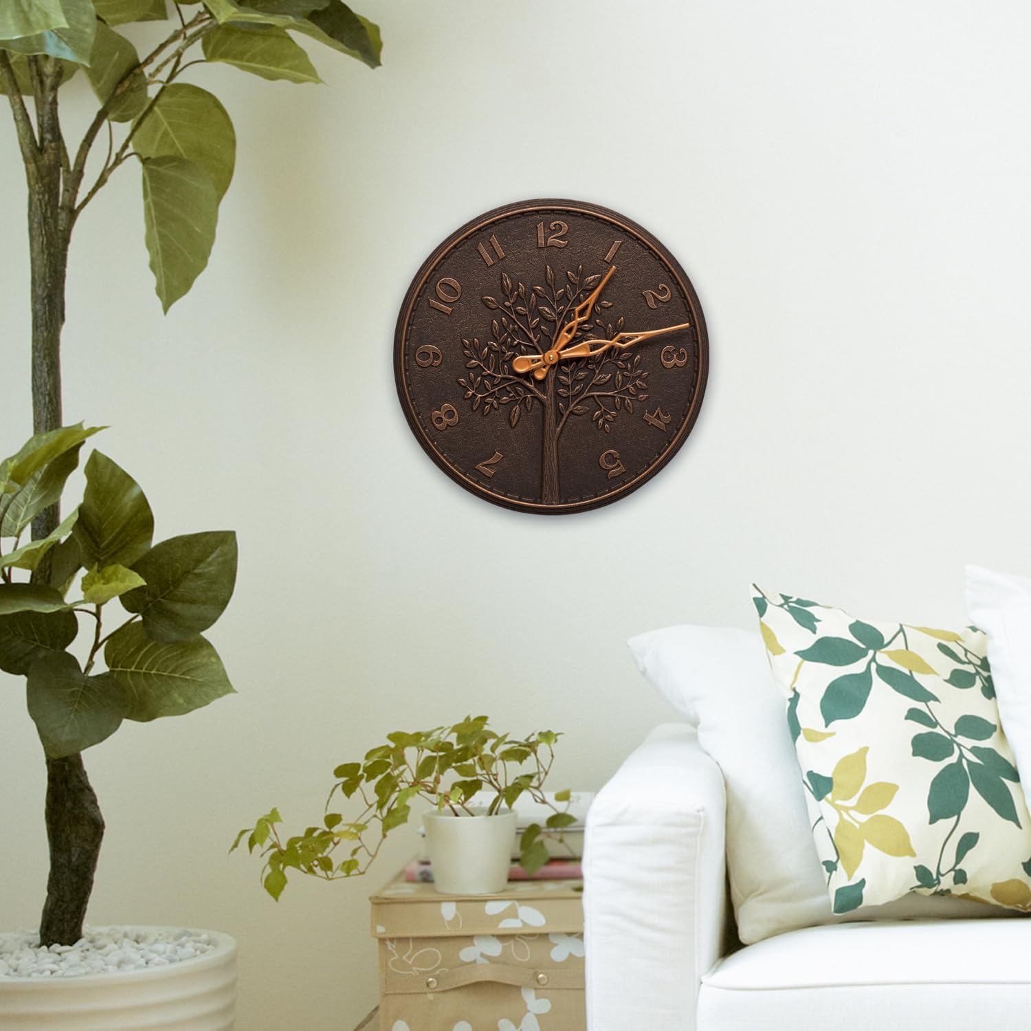 Whitehall Products Tree of Life 16 inch Indoor Outdoor Wall Clock in Oil Rubbed Bronze (02244)