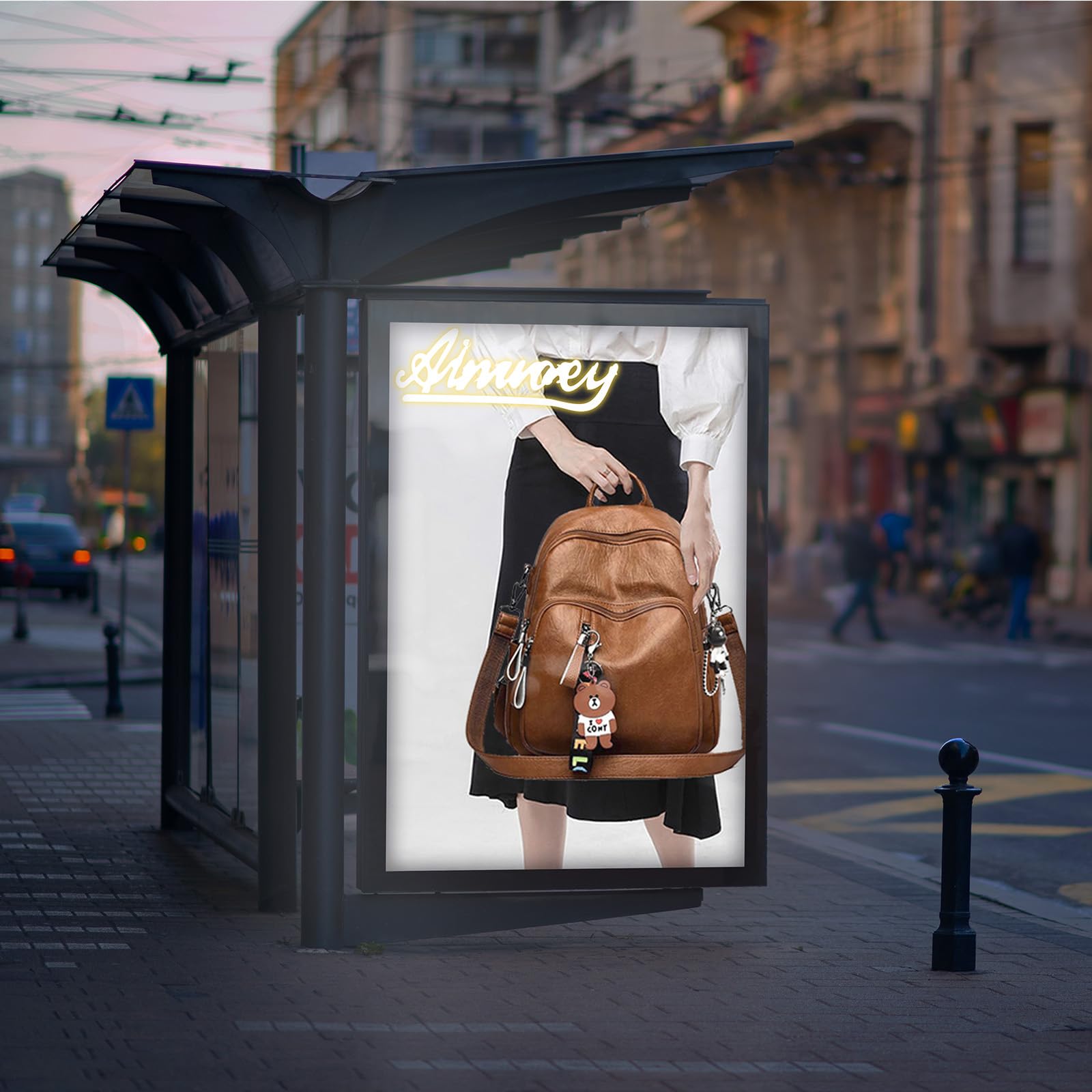 AINUOEY Donna Borse a Zaino Borsa a Zainetto Elegante Tracolla Zaini Firmate Marca Zainetti Antifurto PU pelle 76656 1 pz Marrone