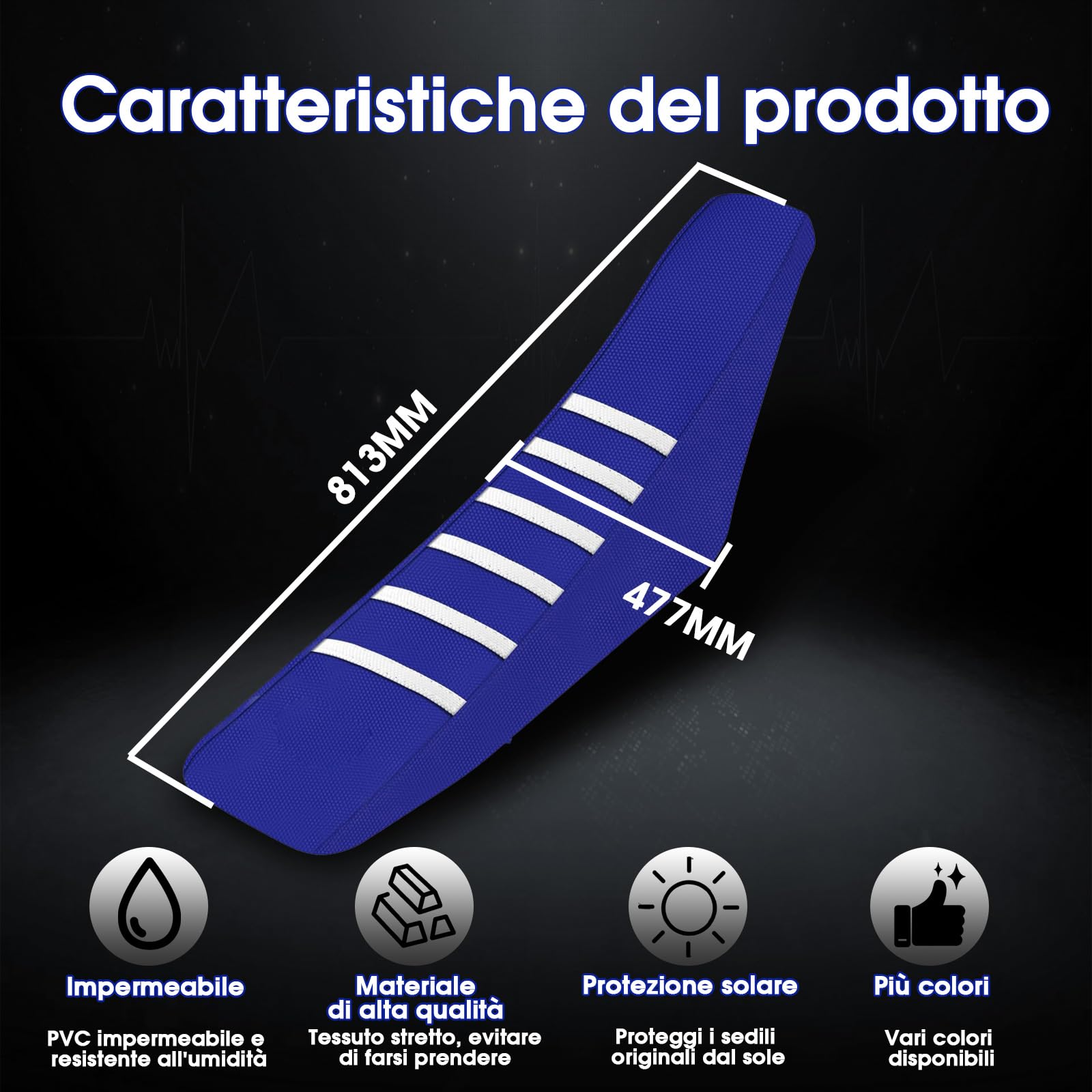 Coprisedile universale a righe bianche per dirt bike, moto, motocross, enduro