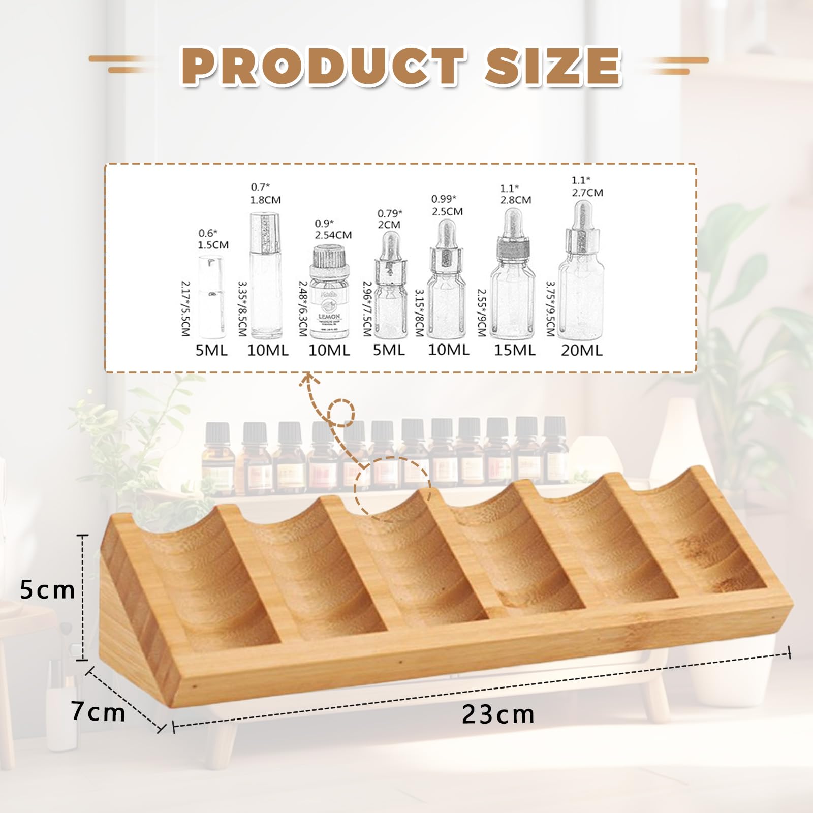 Estante para Aceites Esenciales de Madera con 6 Ranuras, Organizador de Aromaterapia - 2 piezas, Perfumes Caja de Almacenaje Soporte de Almacenamiento Esmalte de Uñas