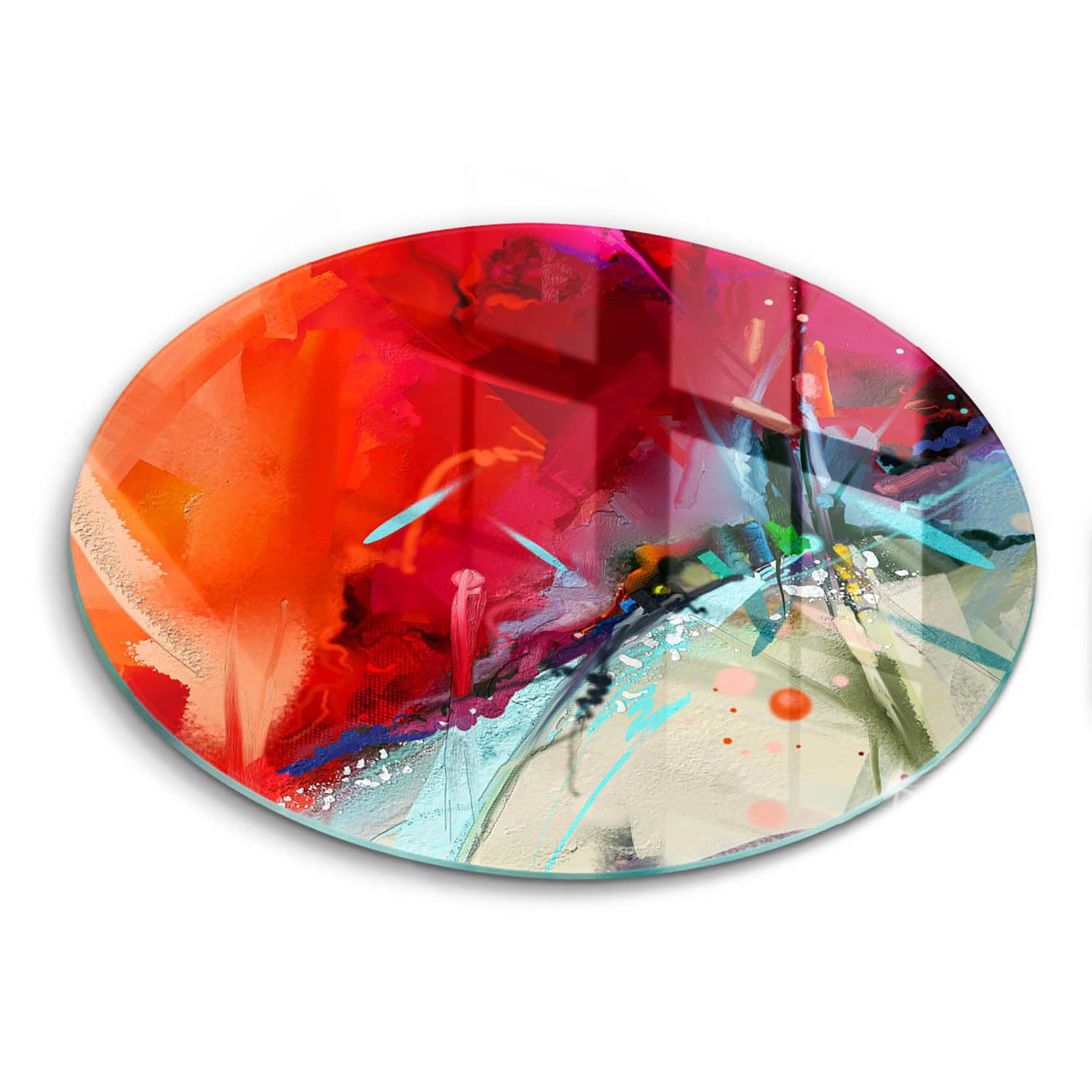 Planche à découper induction 40cm Wallfluent - Protection plaque motif abstraction peinte