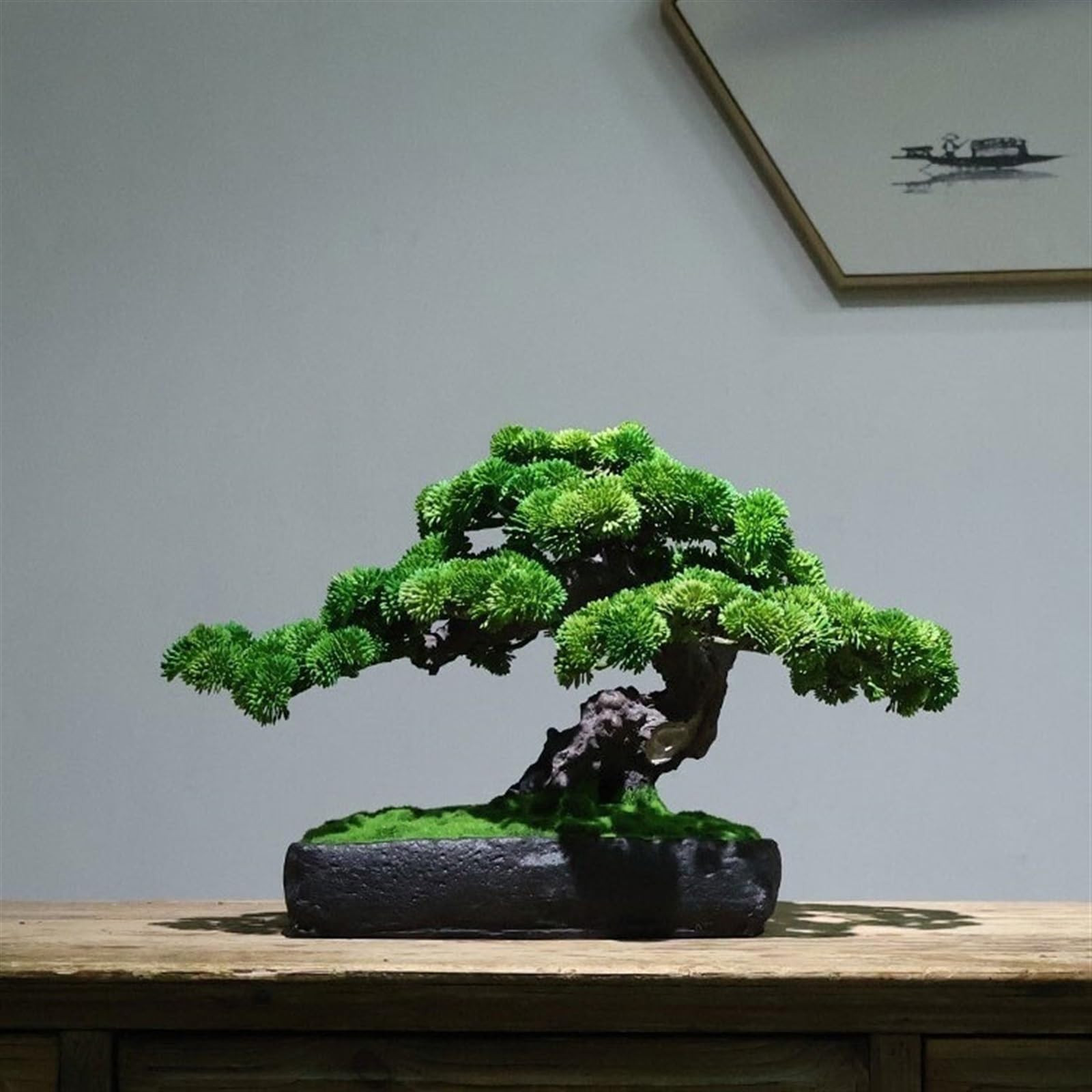 Plantas Artificiales Sala de estar, sala de té, entrada, decoraciones de escritorio, micropaisajismo, simulación de vegetación, bonsái, adornos de pino de bienvenida for interiores Plantas Artificiale