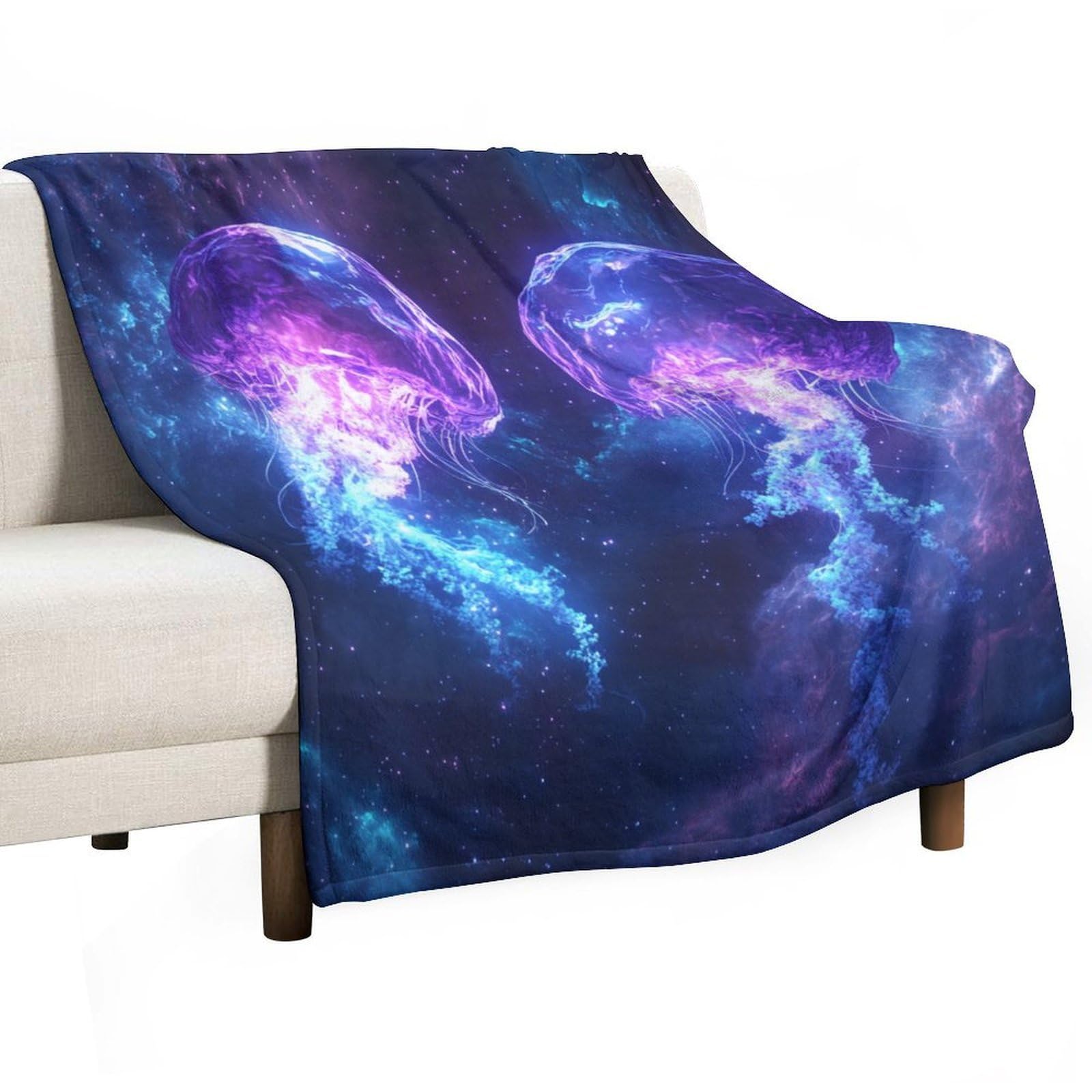 Couverture en flanelle méduse 101x127 cm pour lit et canapé