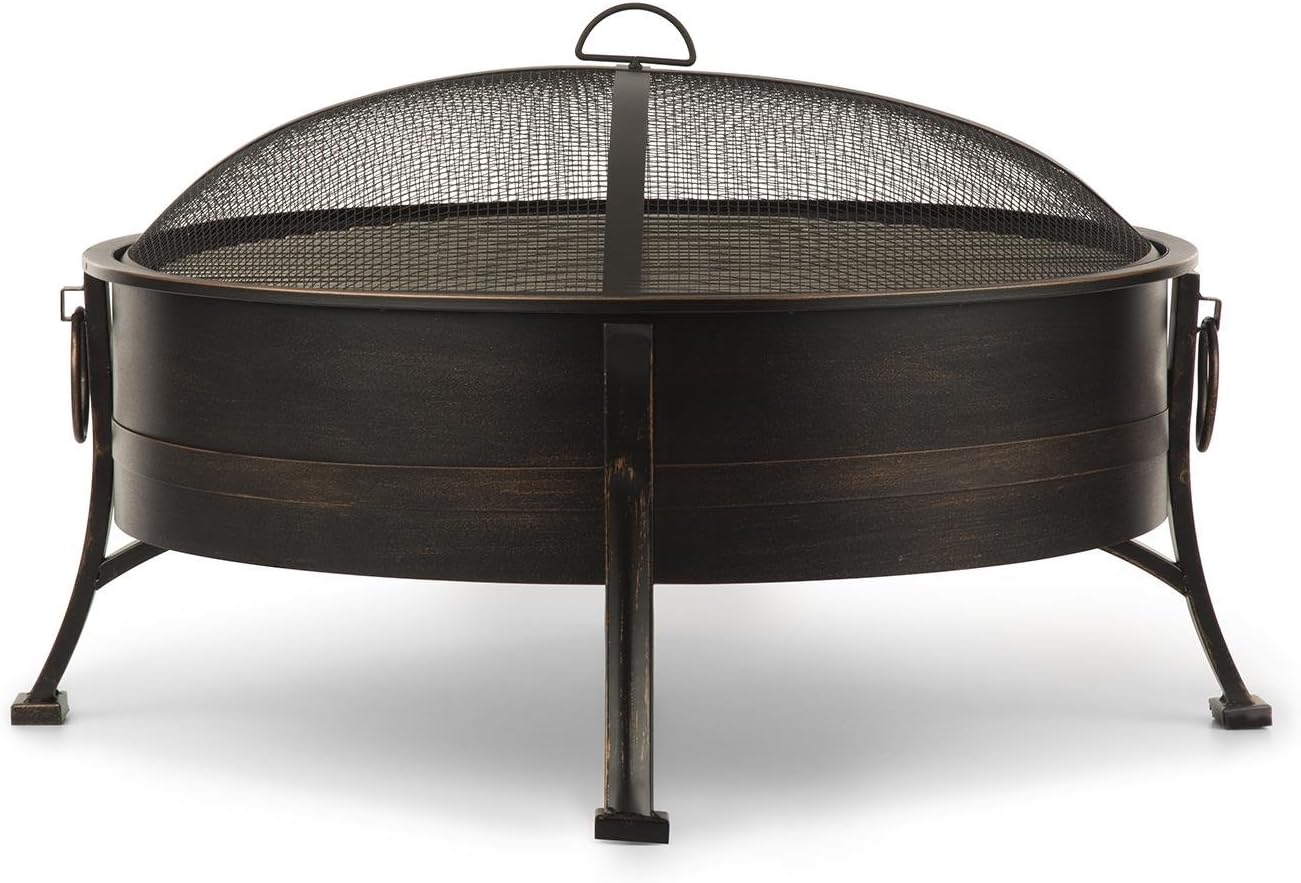 blumfeldt Brasero - Brasero extérieur terrasse, Foyer Ø 80 cm, Grille de Cuisson Ø 70 cm, Fabriqué en Acier, Peinture résistante à la Chaleur, Look Antique en métal Bruni, Stil: Catania, Noir — vue 4