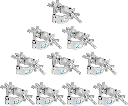 Paquete de 10 abrazaderas de iluminación de escenario OD de 1-1/2 pulgadas, gancho de montaje de armadura de bloqueo rápido resistente para DJ Par