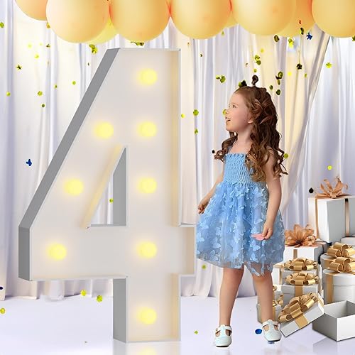 imprsv Letras de números iluminados de marquesina de 3 pies, números de marquesina para decoraciones de cumpleaños de 40 años, decoración de fiesta