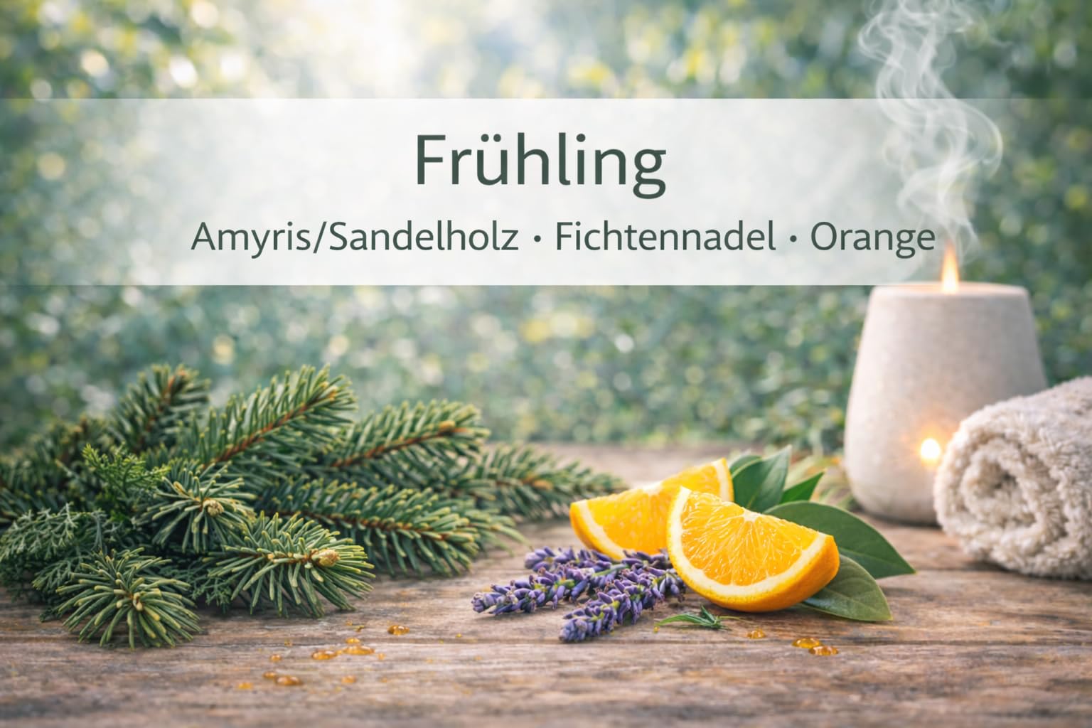 Ätherische Ölmischung Frühling 500 ml – Amyris, Fichtennadel & Orange – naturrein – für Saunaaufguss, Diffusor & Duftlampe