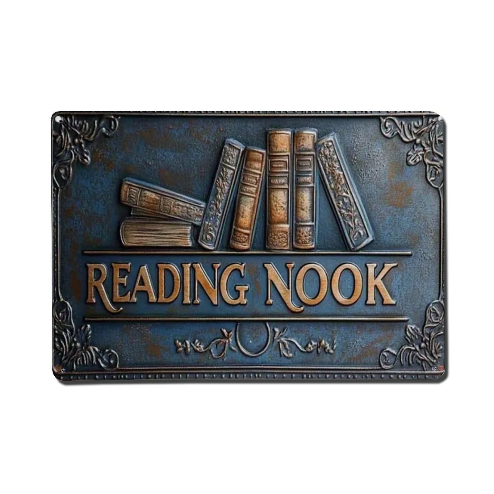 Rkundrne Vintage Reading Corner Metal Tin Sign Garden Bedroom Cafe Bar Man Cave Home Wall Decor Metal Poster 8X12 In