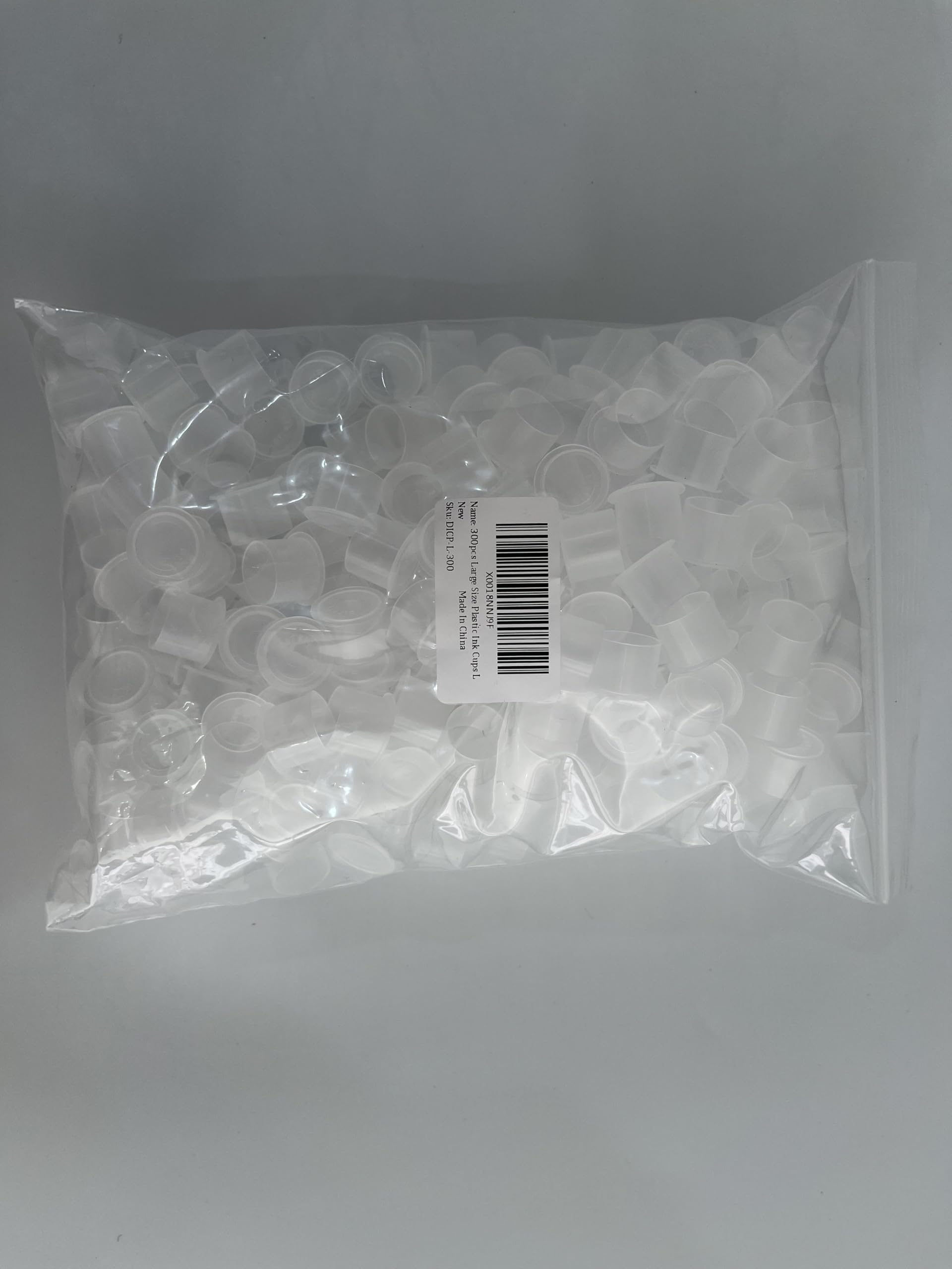 300 tazas de tinta de plástico desechables para tatuaje, tapas anchas, base blanca, grandes L 14 * 17 mm, tazas de tinta para tatuaje para tinta de tatuaje, suministros de tatuaje, kits de tatuaje