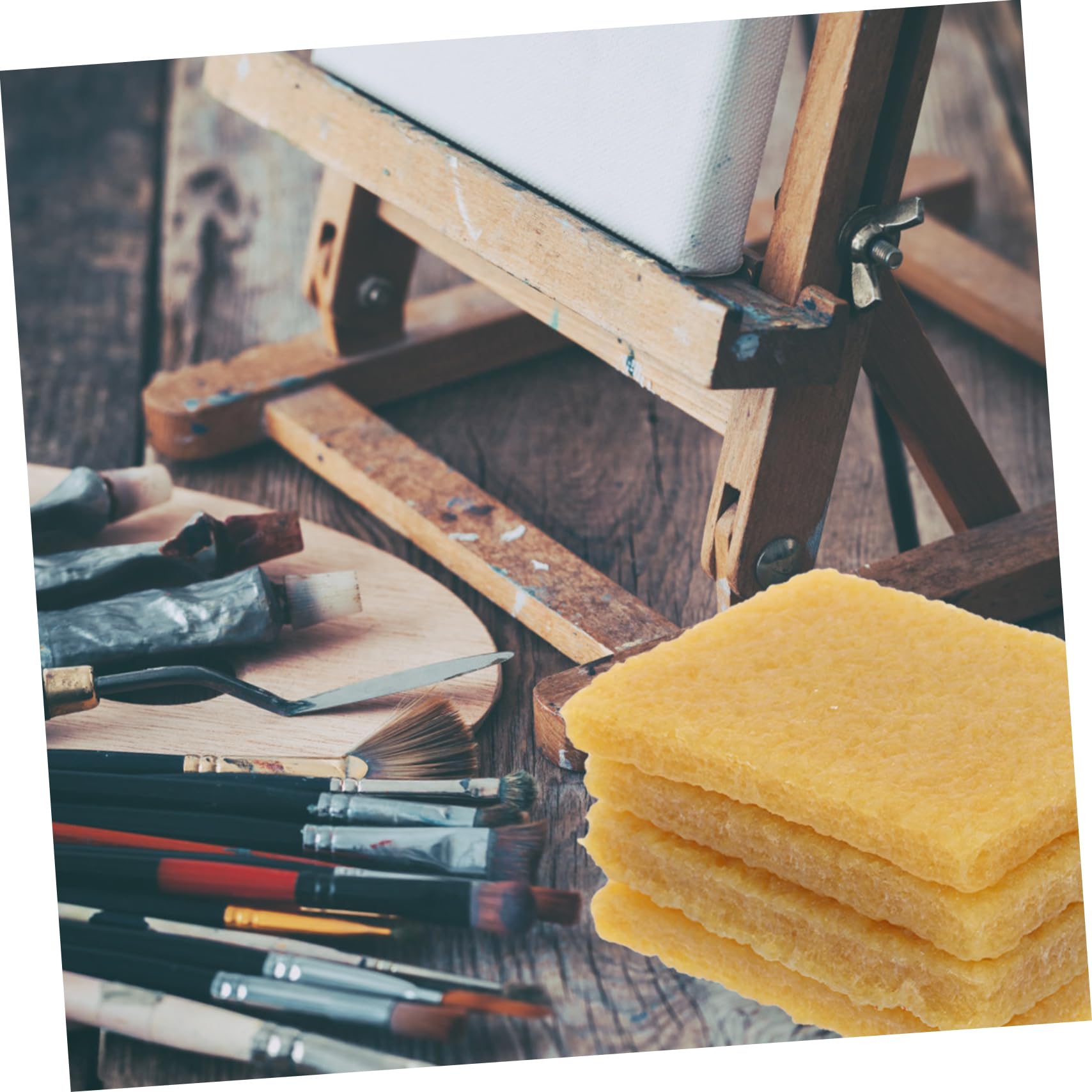 Housoutil 4pcs Gomme Artistique en Caoutchouc Jaune, Nettoyant Léger et Bien Poli pour Enlever la Colle, pour Nettoyage et Masquage Fluide en Aquarelle