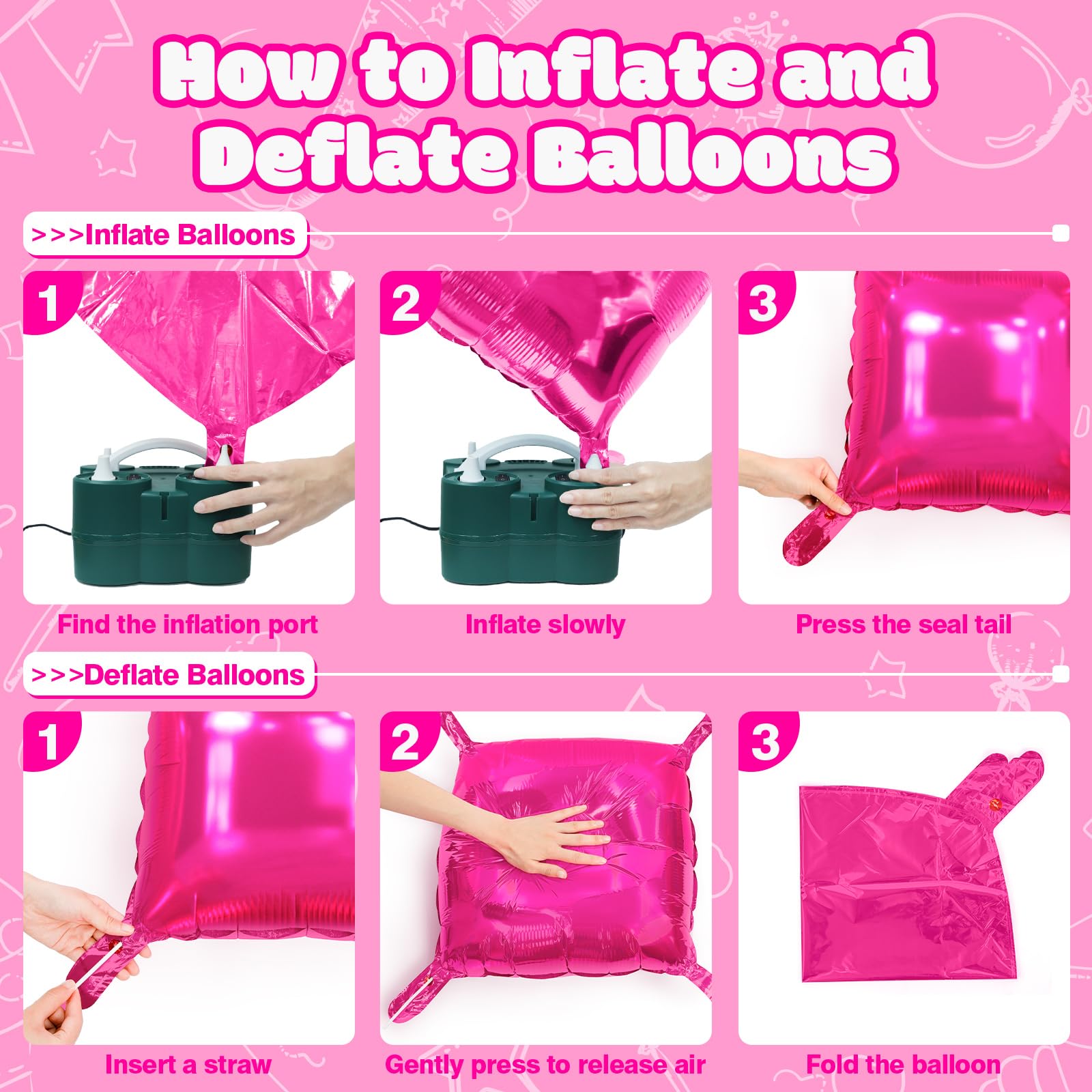 NISOCY 48 globos cuadrados de papel de aluminio rosa intenso, telón de fondo de pared de doble cara, kit de arco de túnel de globo rojo rosa para cumpleaños, San Valentín, boda, aniversario, despedida