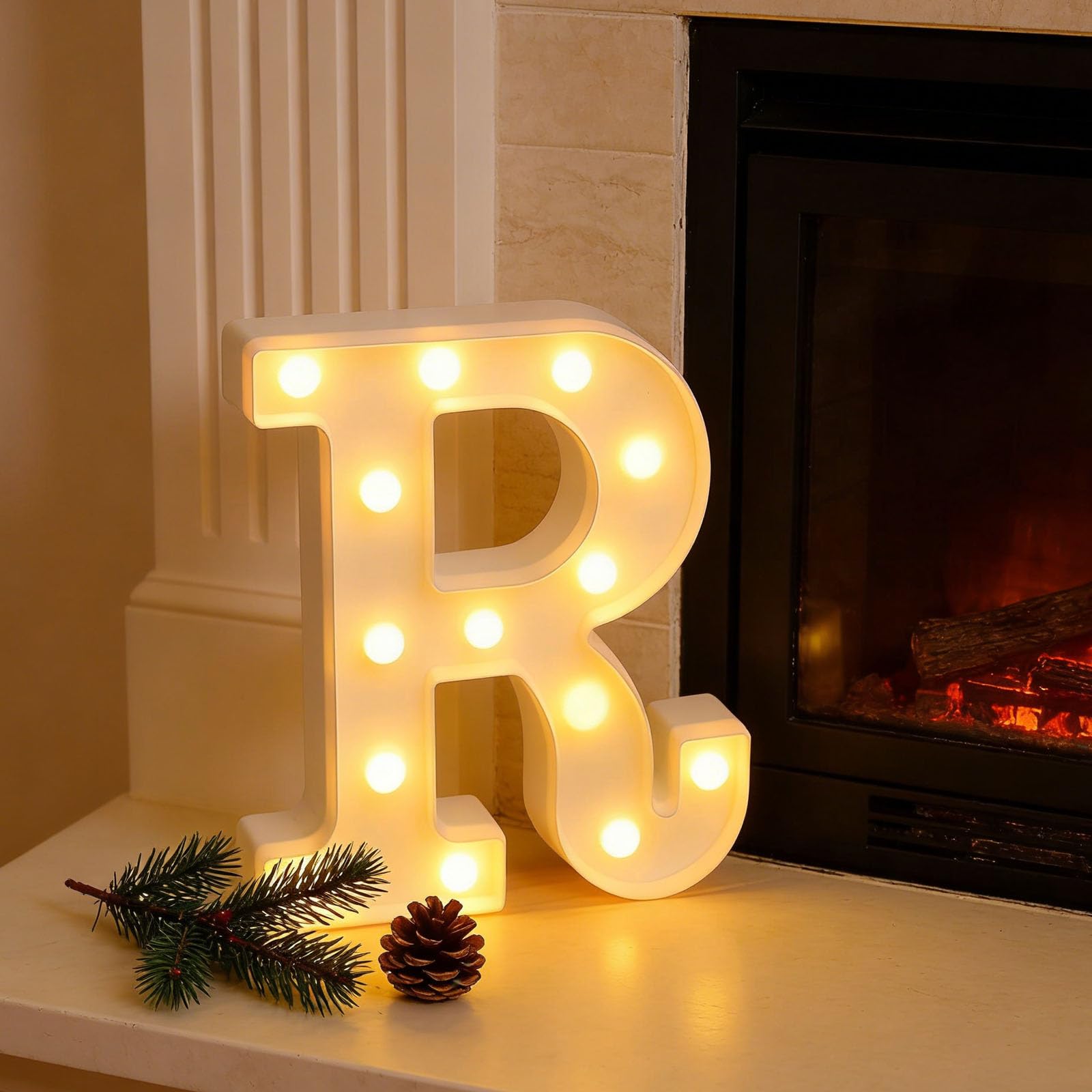 Marquee Letters, Led Letter Lights, 26 Alphabet Battery Powered LED Light Up Name Sign, Decorative Lighted Standing Letters for Graduation Party Night Light Wedding Birthday Room Wall Decor (Letter R)