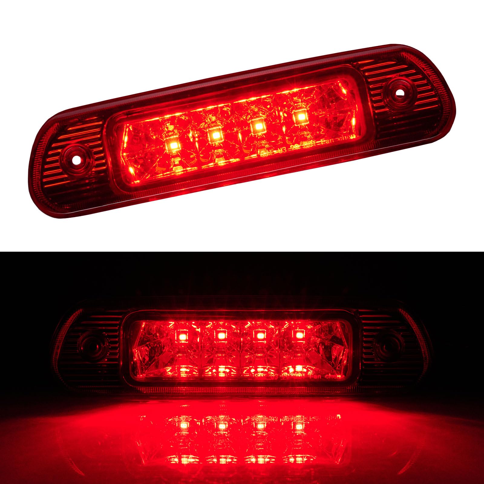 Third 3rd Brake LED for 1999-2004 Jeep Grand Cherokee, High Mount Rear Brake Lights Assembly for 99-04 Grand Cherokee, Waterproof Center Cab Lamp Stop Light (Red)