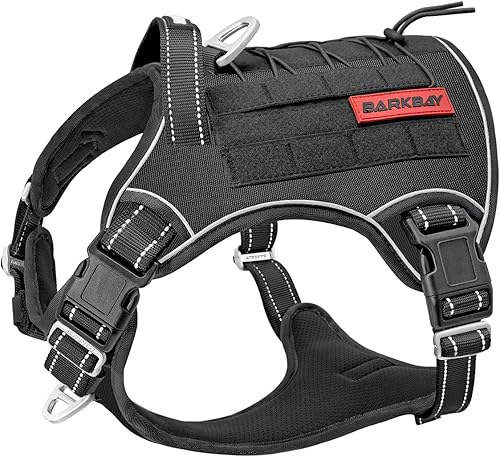 Arnés BARKBAY táctico para perro grande, arnés tipo chaleco para perro pesado, para servicio militar, chaleco MOLLE para perro de trabajo, con