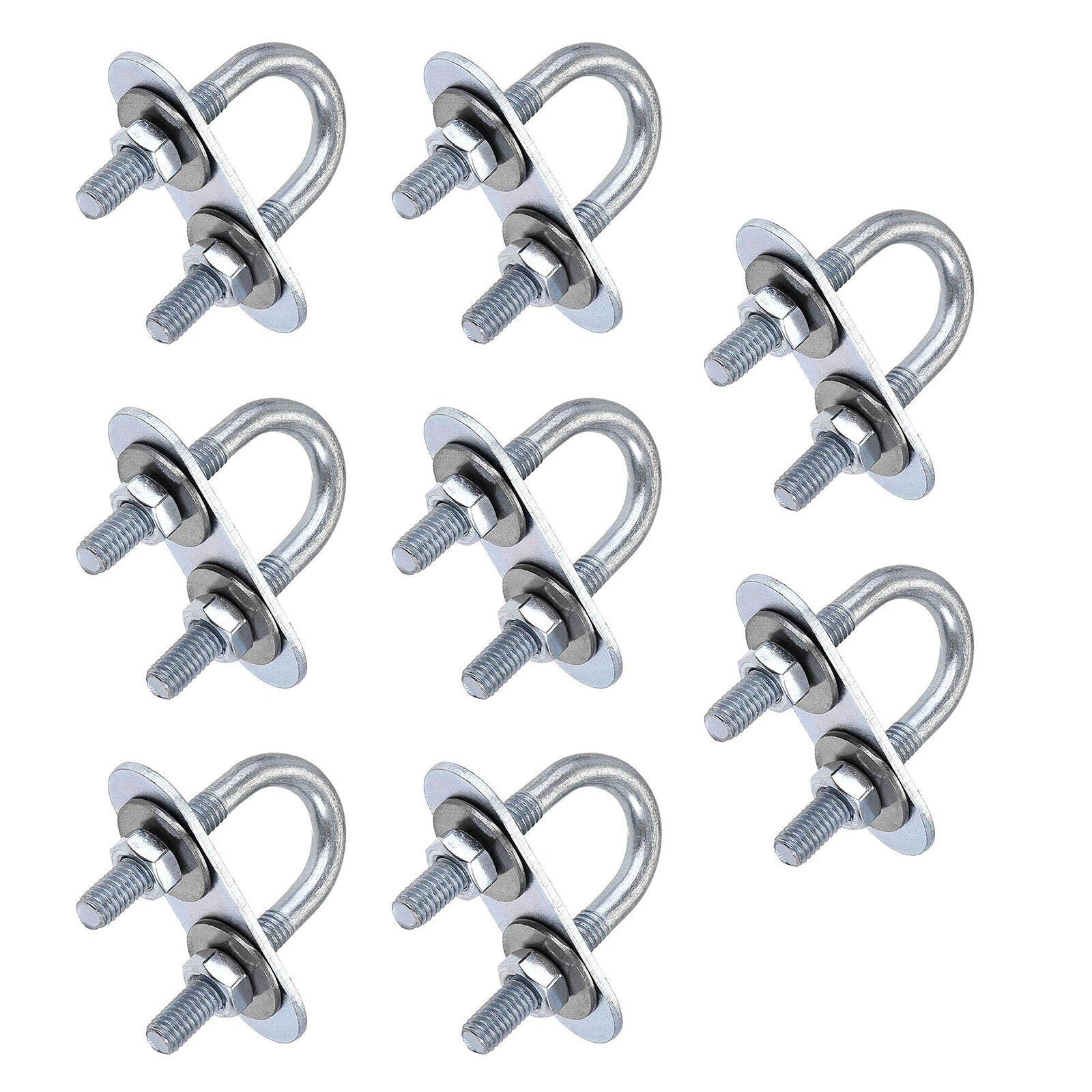 TOP-VIGOR 8 sets M6 Round U-Bolts, 16mm Inner Width 46mm Length Steel U-Bolts with Nut, Plate