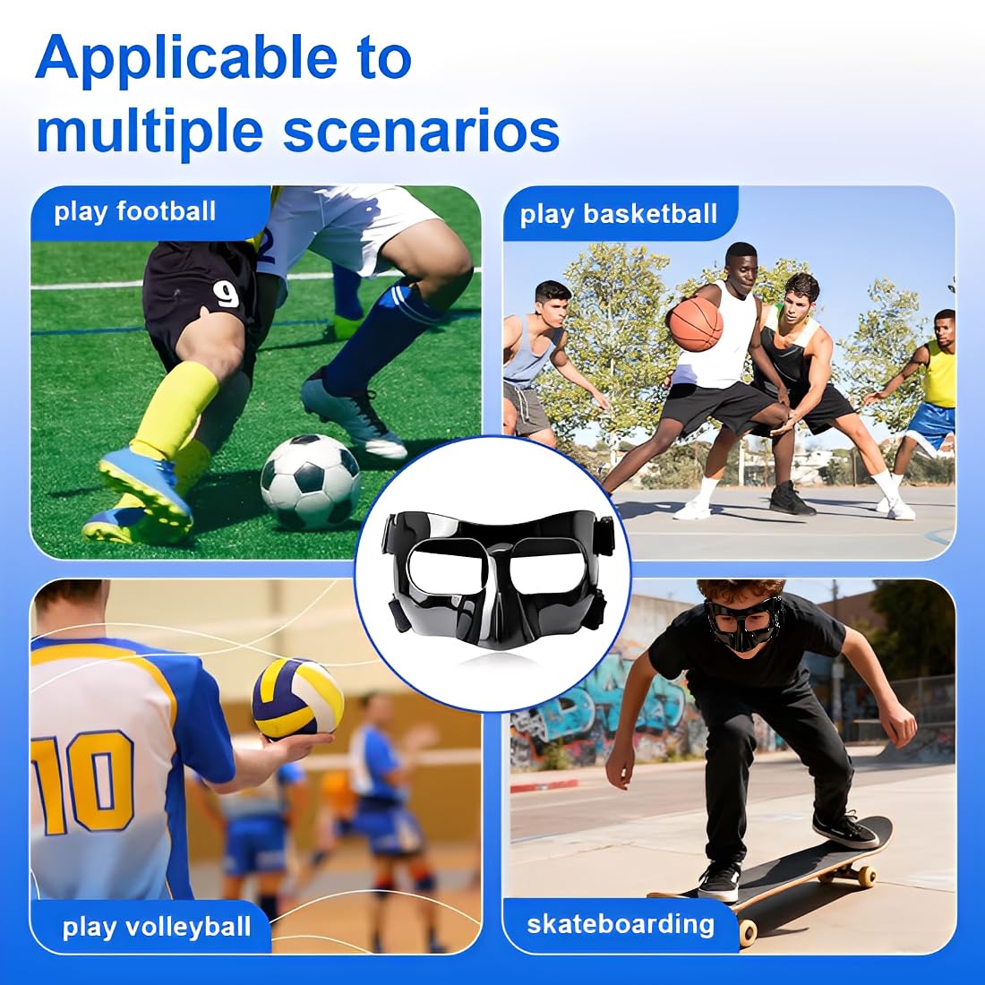 Protección para nariz rota, máscara protectora para nariz, visera ajustable, protección facial, máscara para entrenamiento deportivo, protección para nariz para adultos y adolescentes