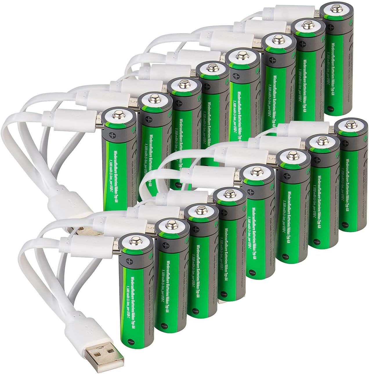 tka Köbele Akkutechnik aufladbare Batterien 16erSet wiederaufladbare Batterien Typ AA, 1950