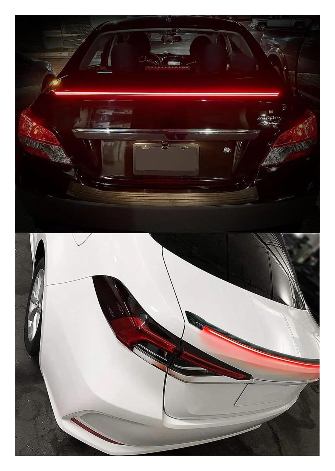 Coda Spoiler Alettone Led Spoiler Luce Universale Fibra Carbonio Auto Spoiler Posteriore Lampada Flusso Terza Luce Freno Luci Segnale Arresto 12V 120 Centimetri Ala Posteriore Auto