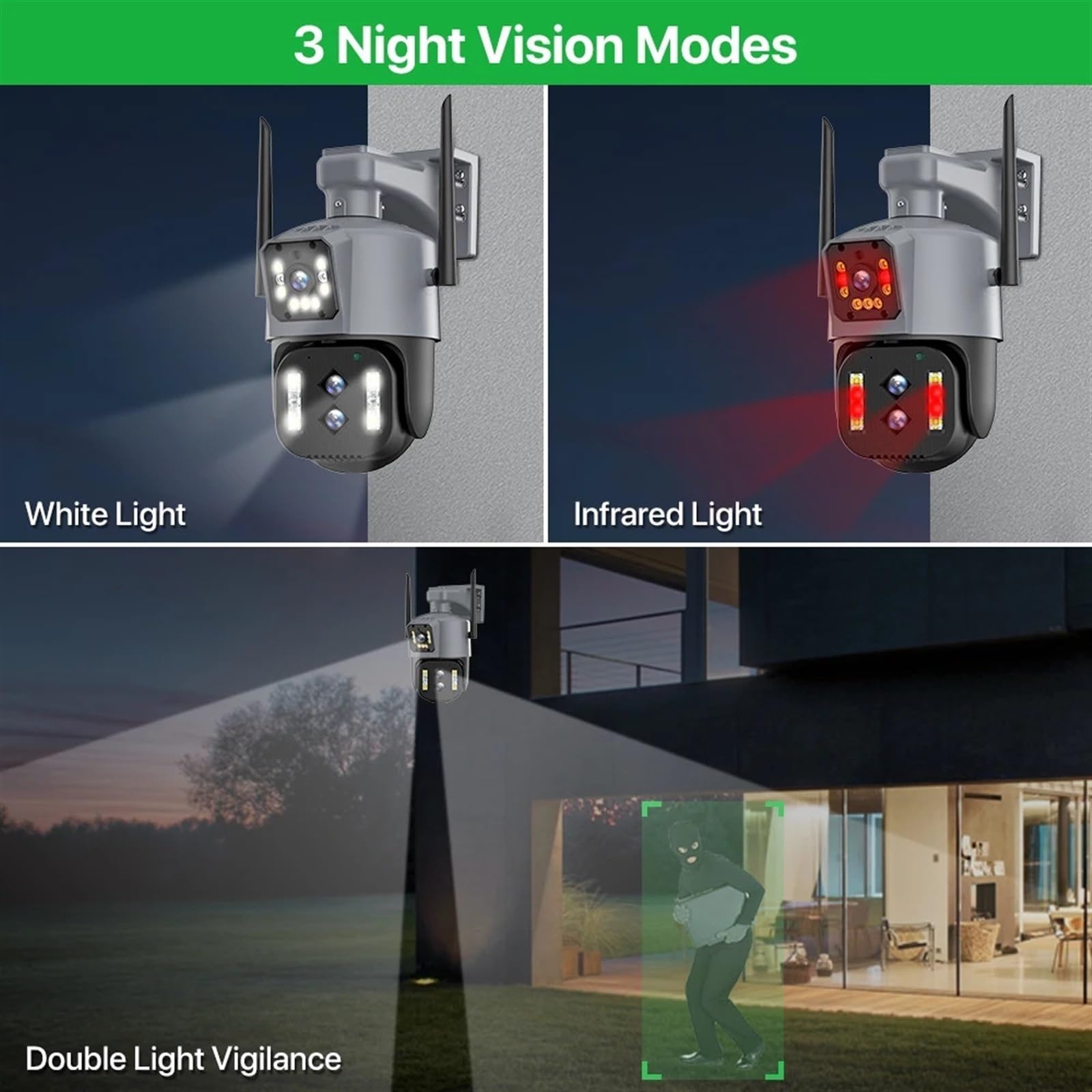 Telecamera IP 6K HD WiFi Telecamera PTZ con zoom 10X esterno Telecamera PTZ a quattro obiettivi Tre doppio schermo 5K 12MP 16MP Video sorveglianza con tracciamento automatico ( Color : 5K Add 128G Car