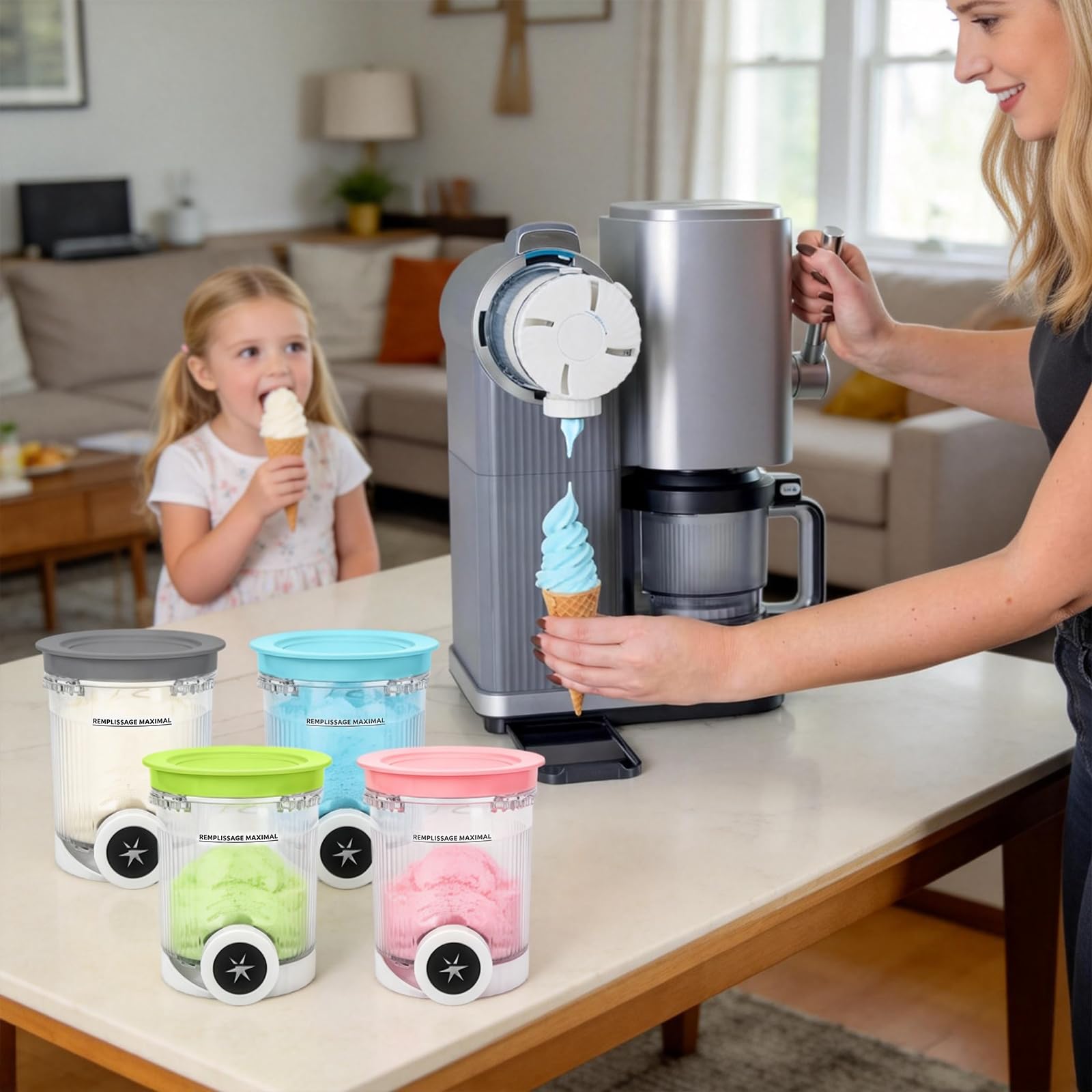 Pour 4 pièces Ninja Swirl Creami 480 ml - pour sorbetières Ninja Creami séries NC701 et NC700 - Sans BPA lavable au lave-vaisselle