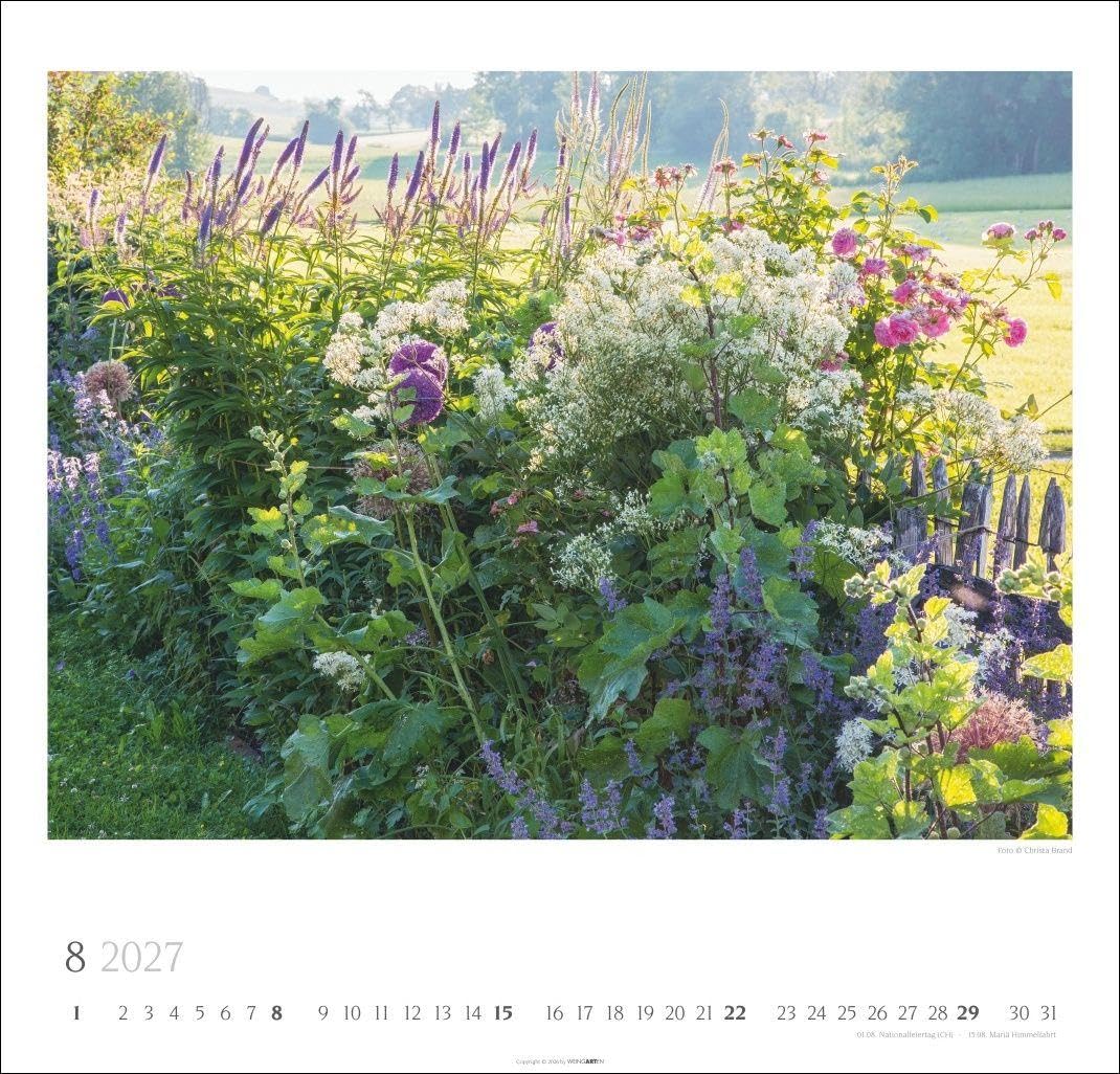 Bauerngärten Kalender 2027: Wandkalender mit 12 Fotos bäuerlicher Gärten. Farbenprächtiger Natur-Kalender für die Wand im Format 48 x 46 cm. Jahres-Fotokalender mit Spiralbindung