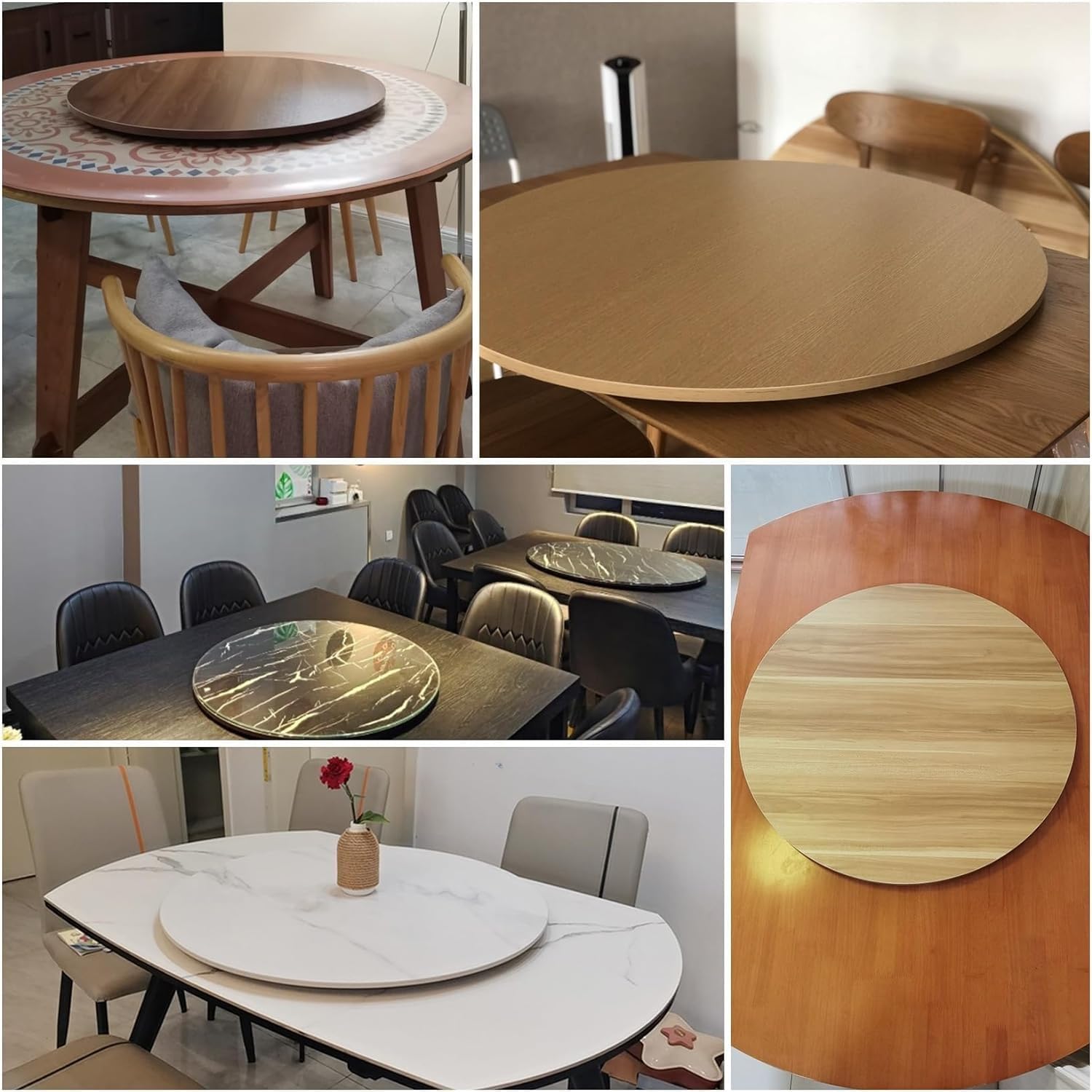 Rotatable Tabletop Rotating Tray Wood Lazy Susan 24" 20" 28" 32" Rotating Turntable Organizer, Wooden Serving Tray for Dining Table/Countertop/Party(Walnut,70CM(28IN))