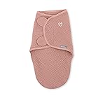 SwaddleMe by Ingenuity Muslin Original Swaddle, 100% Cotton, Size Small/Medium, for Ages 0-3 Months, 7-14 Pounds, Up to 26 Inches Long, 1.5 TOG - Blush