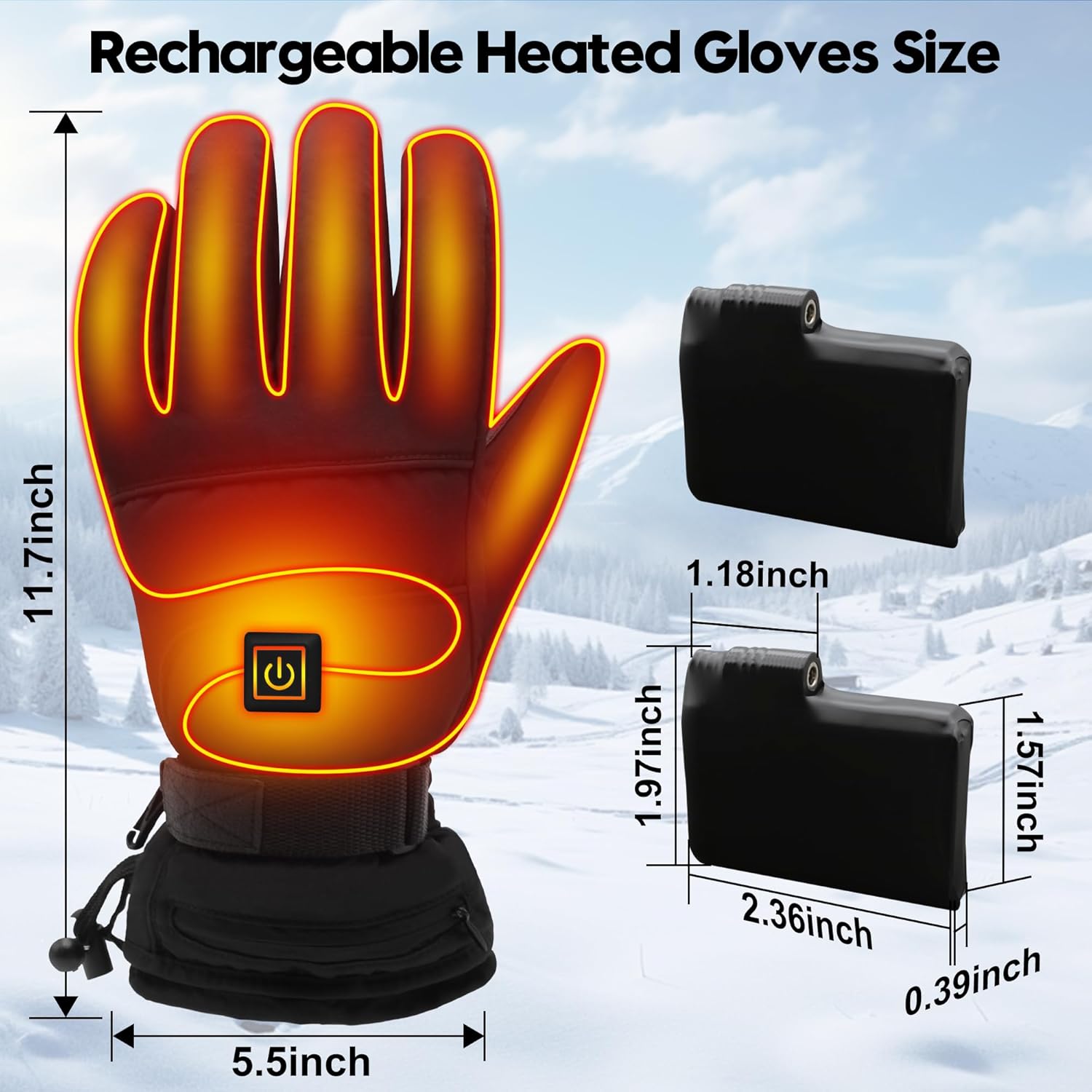 Heated Gloves for Men Women, 3.7V Rechargeable Electric Battery Heated Gloves, Touchscreen Waterproof Winter Heated Work Gloves, Hand Warmer for Camping Skiing Hiking Motorcycle Fishing - Image 3