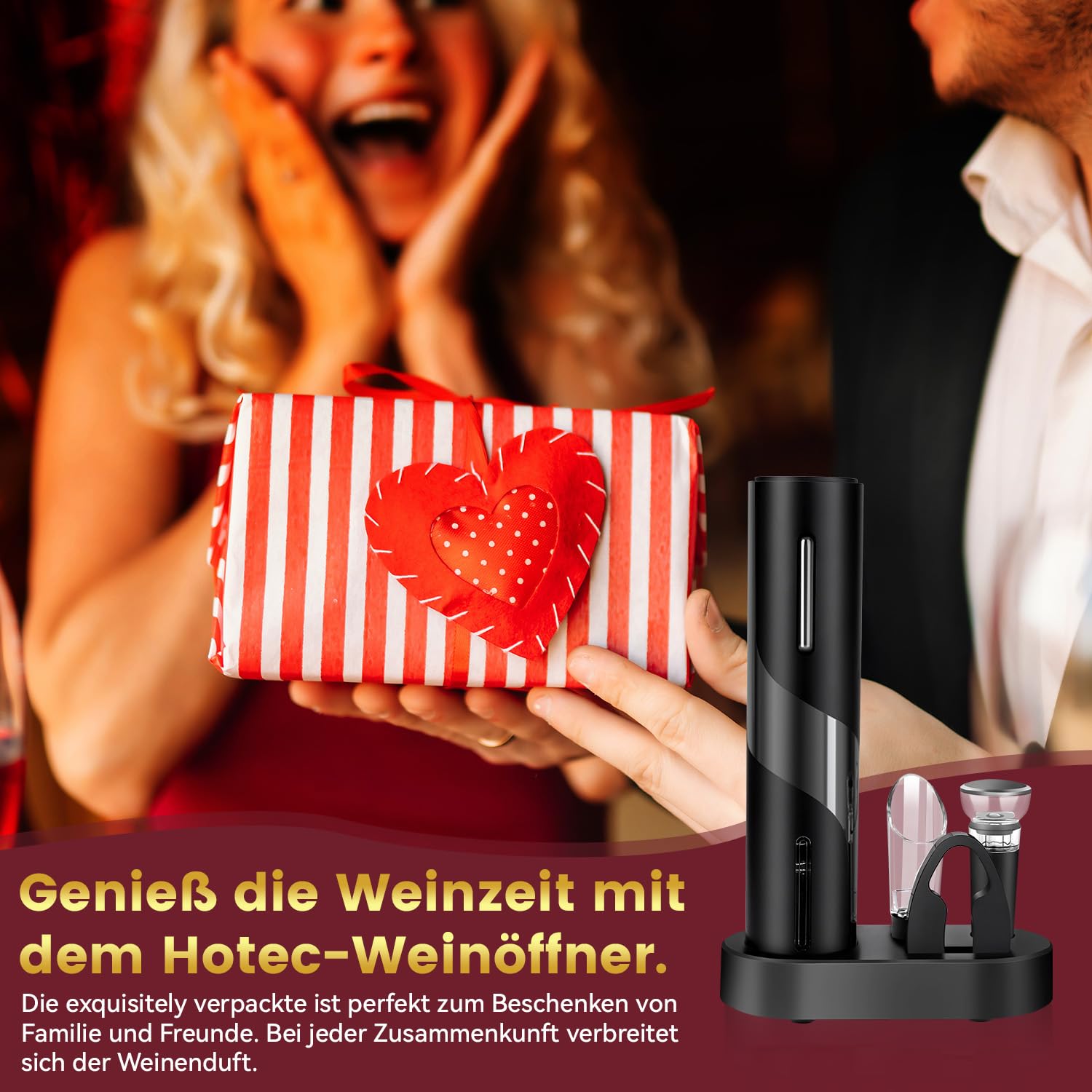 Hotec Cavatappi Elettrico Apribottiglie Vino Automatico con Tagliacapsule